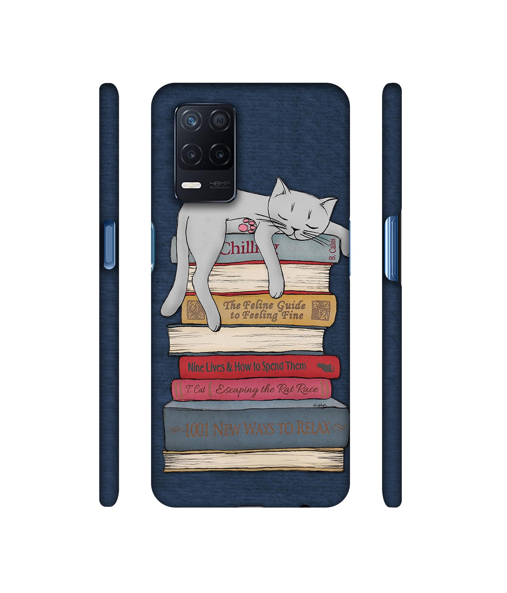 Cat Sleeping On The Books Designer Hard Back Cover for Realme Narzo 30 5G