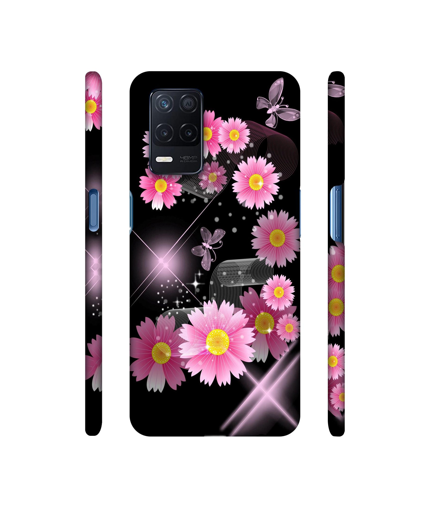 Pink Flower Designer Hard Back Cover for Realme Narzo 30 5G