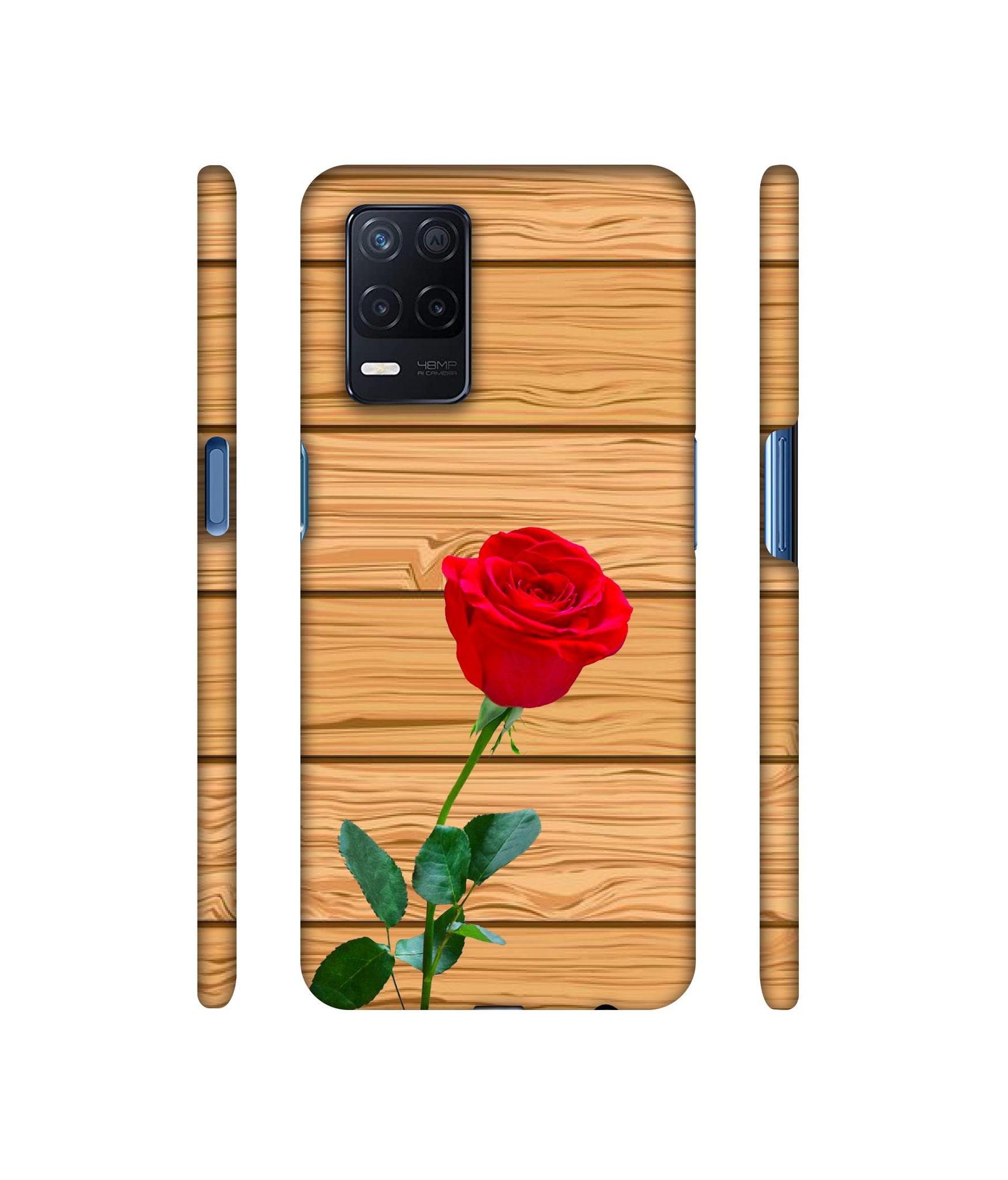 Rose With Wooden Texture Designer Hard Back Cover for Realme Narzo 30 5G