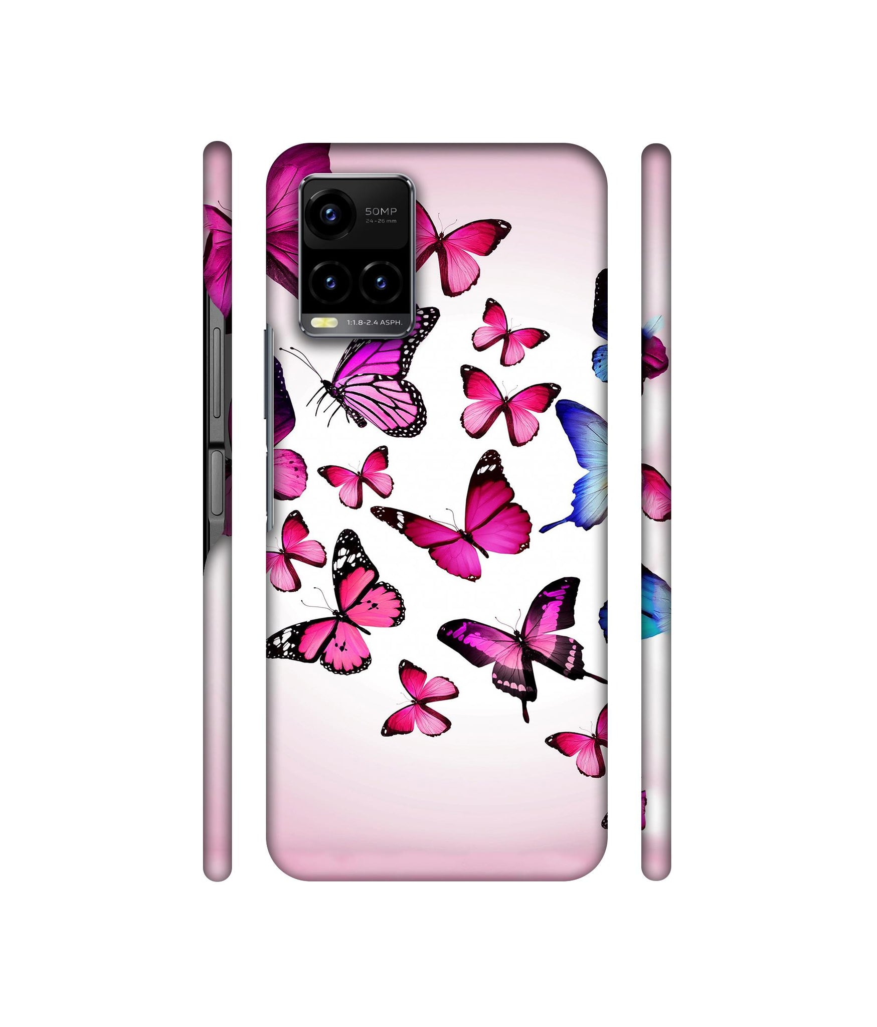 Flying Colorful Butterfly Designer Hard Back Cover for Vivo Y33s 4G