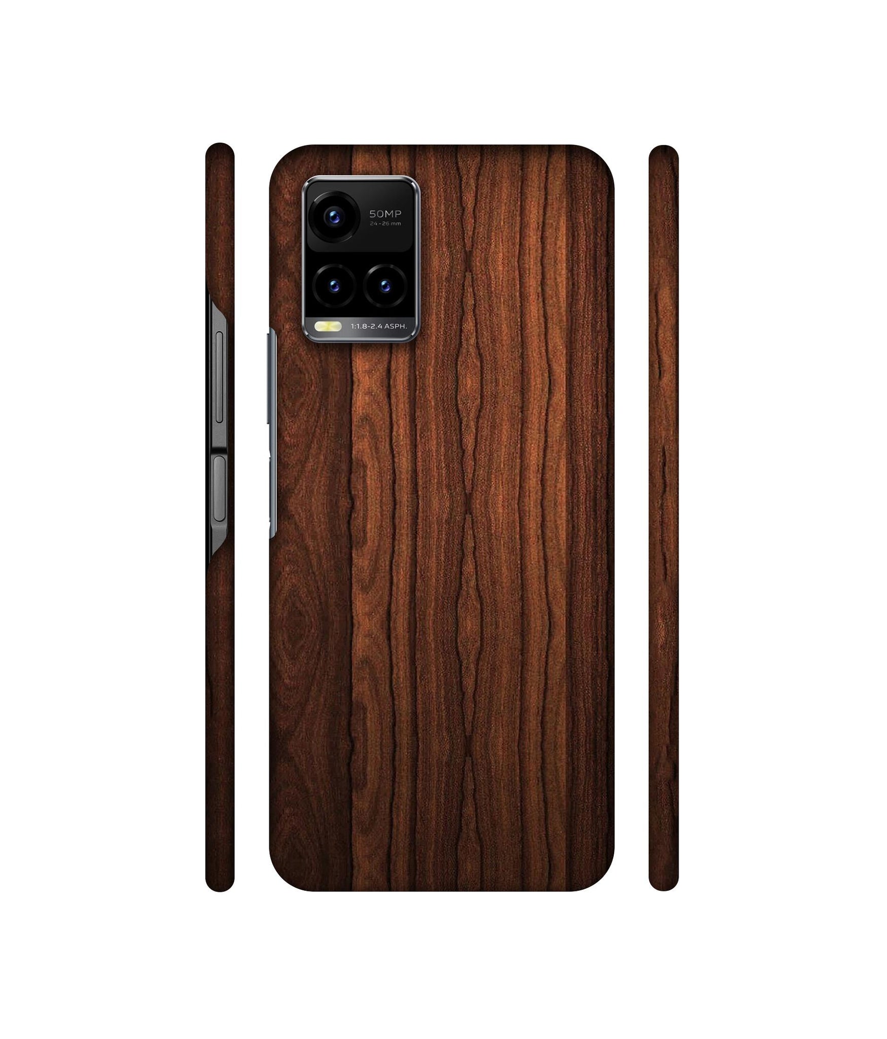 Brown Wooden Texture Designer Hard Back Cover for Vivo Y33s 4G