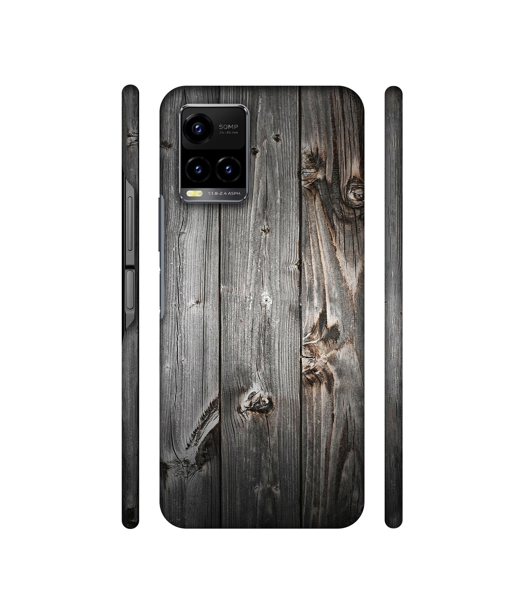 Grey Wooden Texture Designer Hard Back Cover for Vivo Y33s 4G