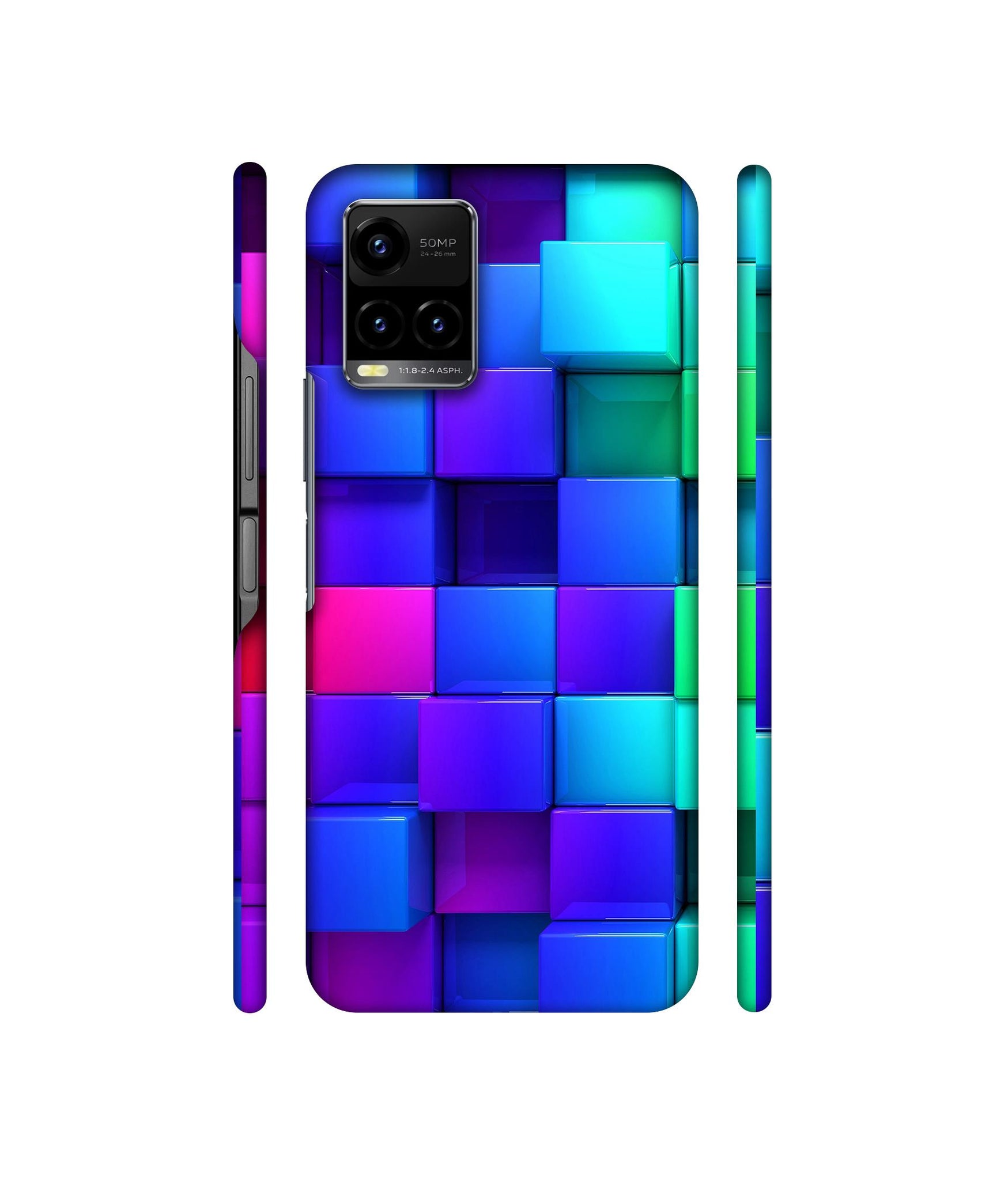 Blocks Rainbow 3D Graphics Designer Hard Back Cover for Vivo Y33s 4G