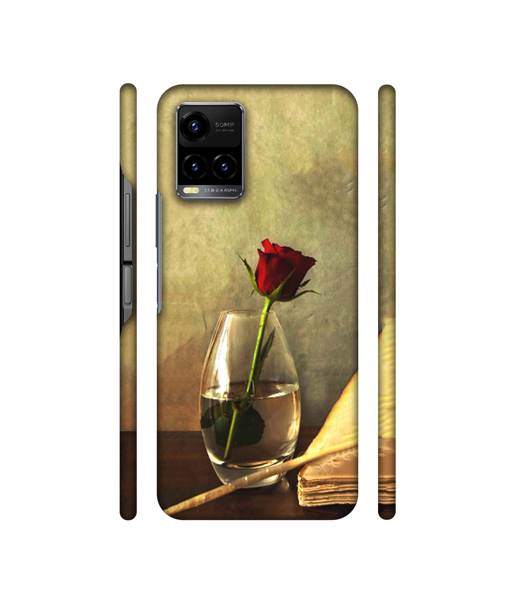 Red Rose in Glass Designer Hard Back Cover for Vivo Y33s 4G