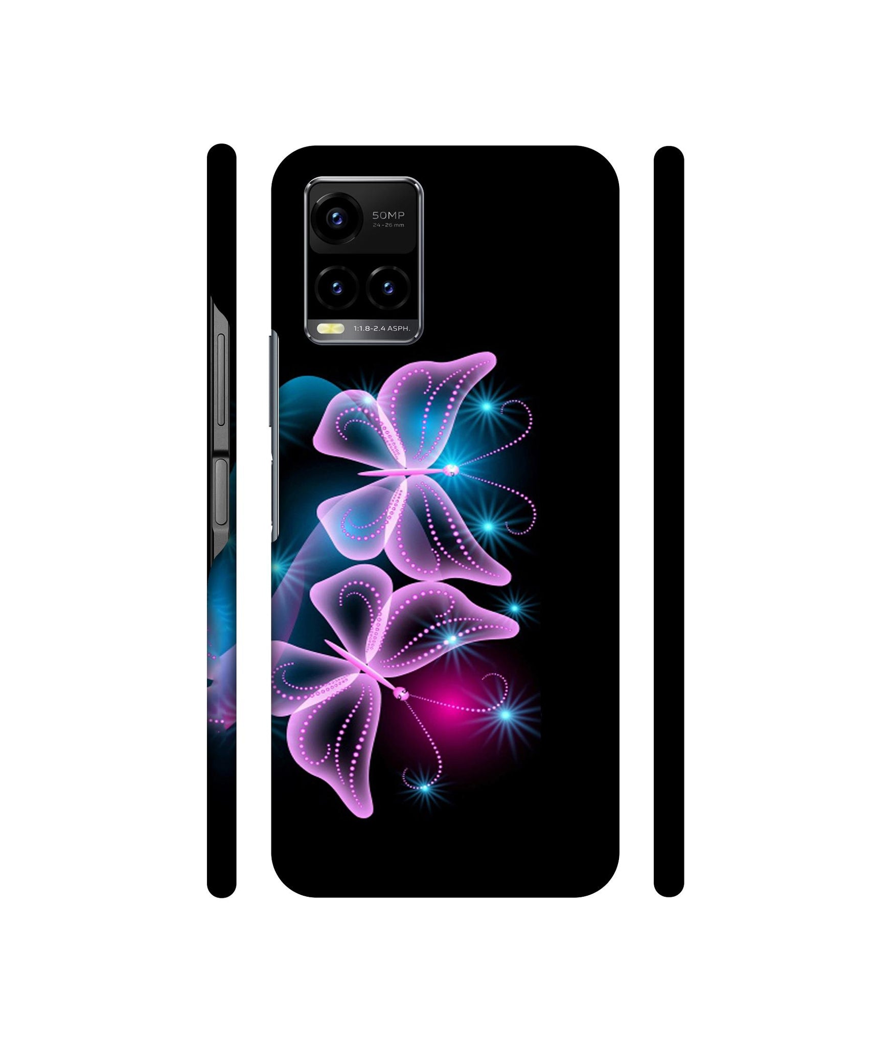 Butterflies Neon Light Designer Hard Back Cover for Vivo Y33s 4G