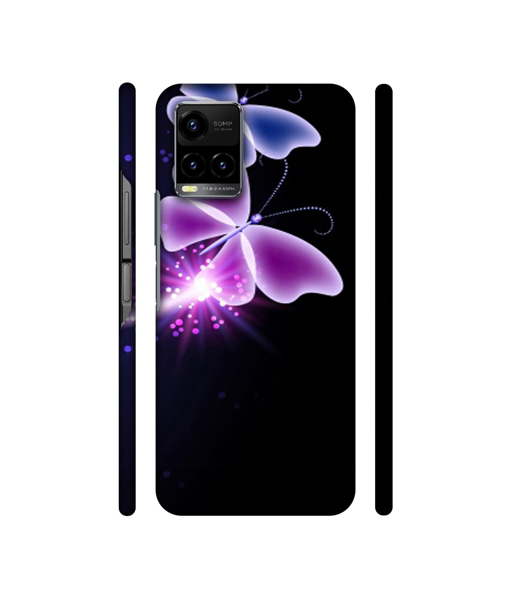 Neon Butterfly Light Abstract Shine Designer Hard Back Cover for Vivo Y33s 4G