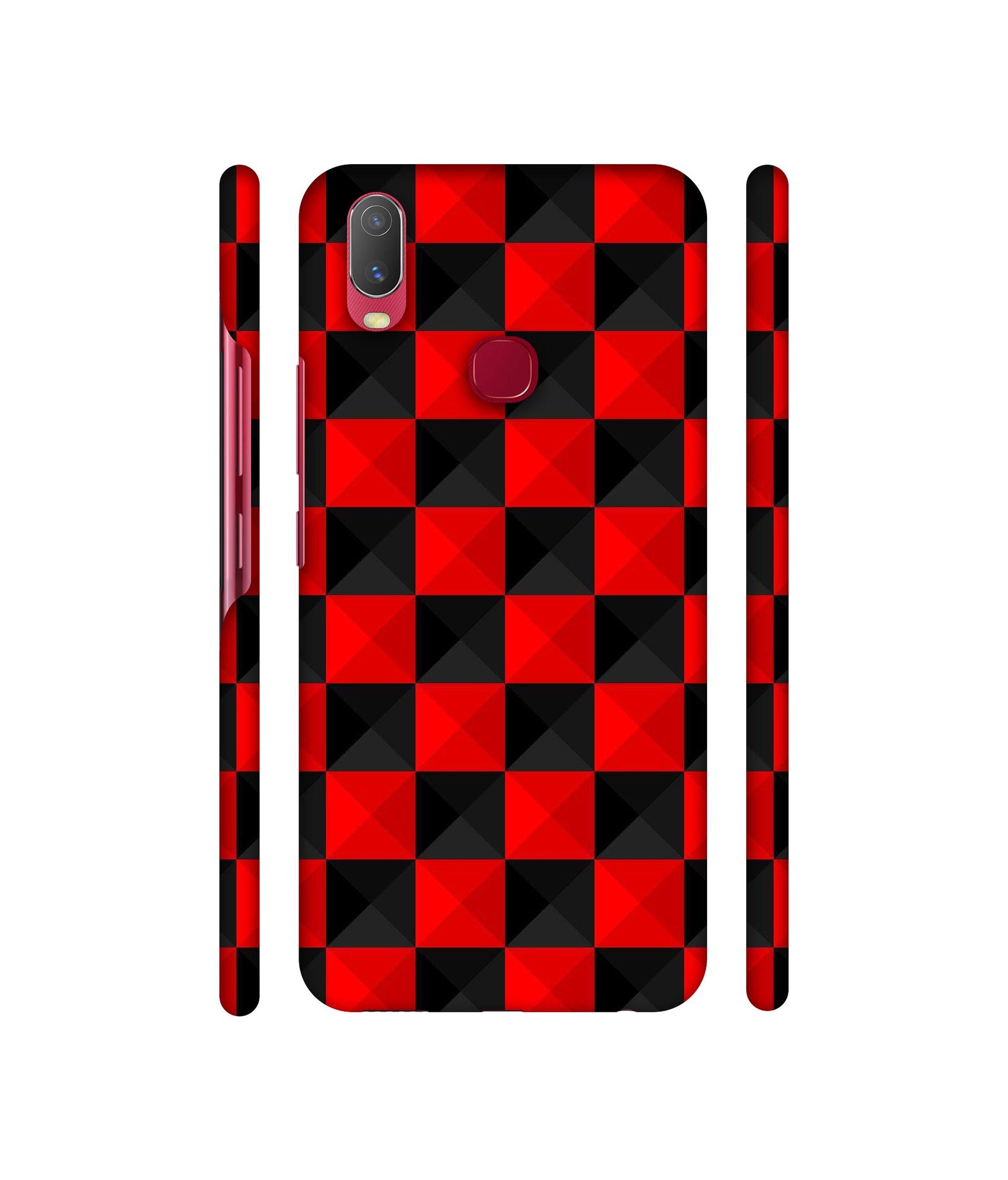 Red N Black Cubes Designer Hard Back Cover for Vivo Y11 4G