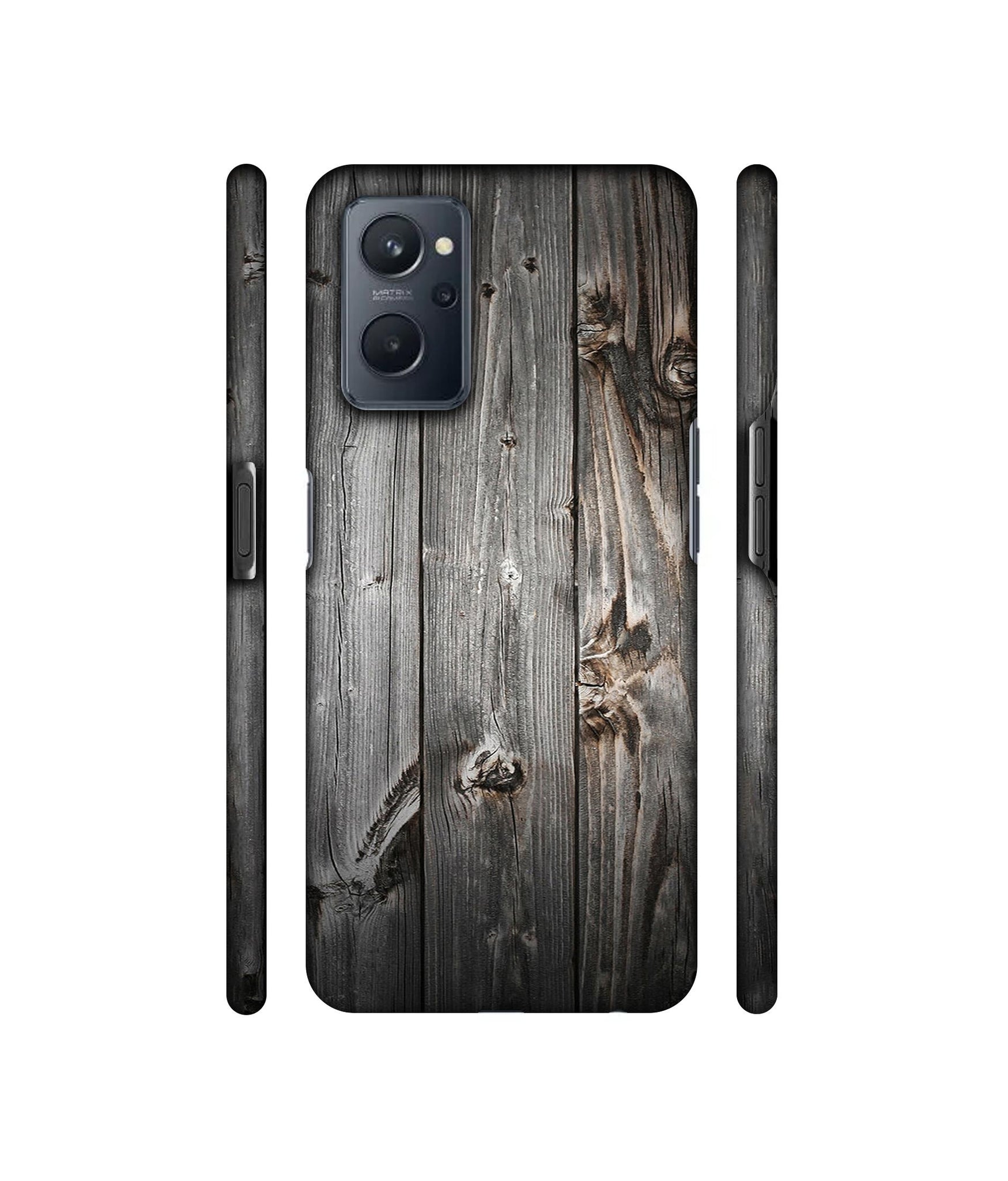 Grey Wooden Texture Designer Hard Back Cover for Realme 9i 4G