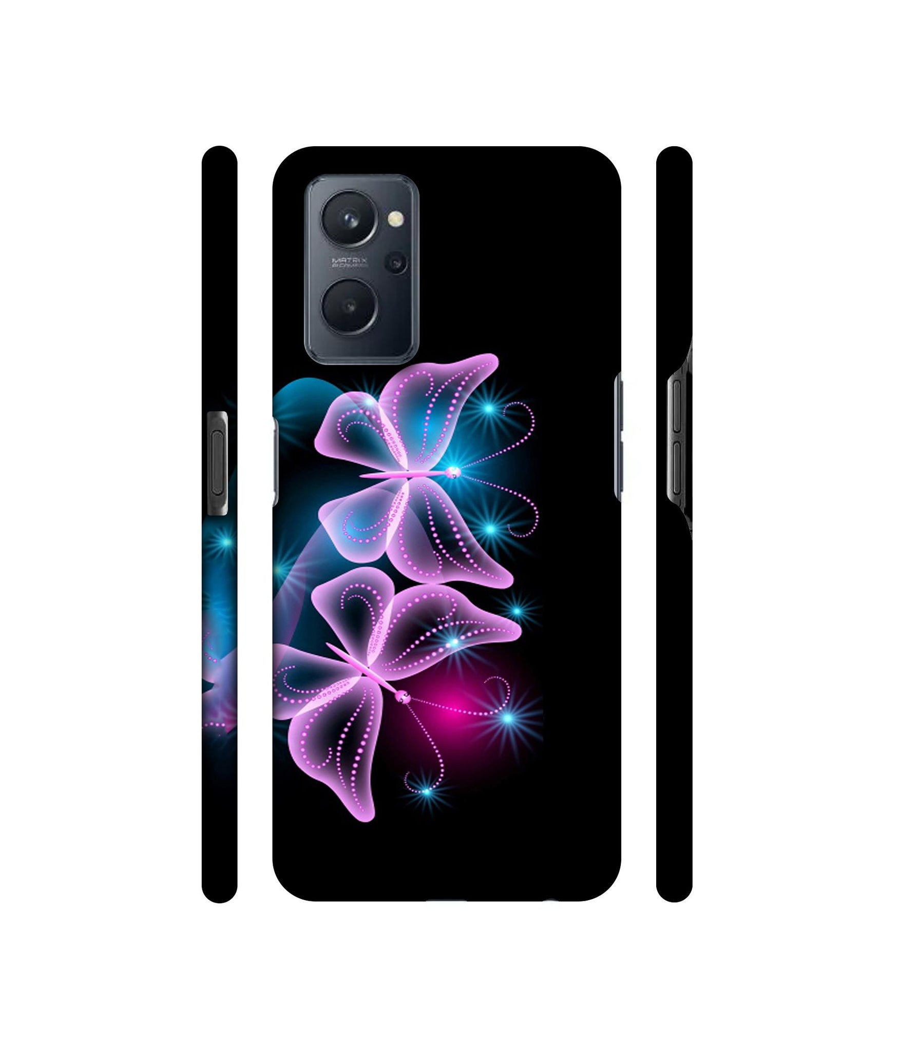 Butterflies Neon Light Designer Hard Back Cover for Realme 9i 4G