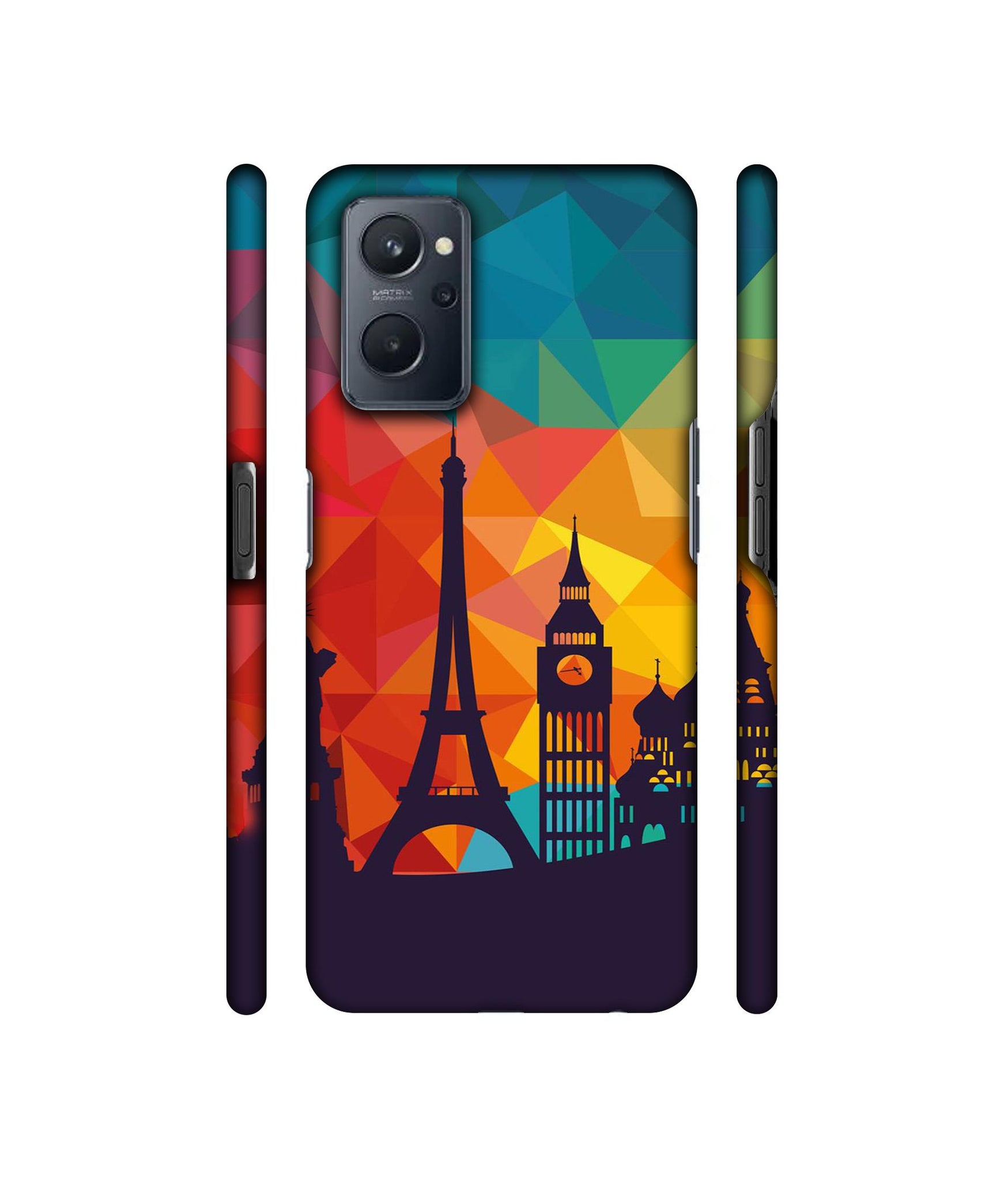 Colored Paris Designer Hard Back Cover for Realme 9i 4G