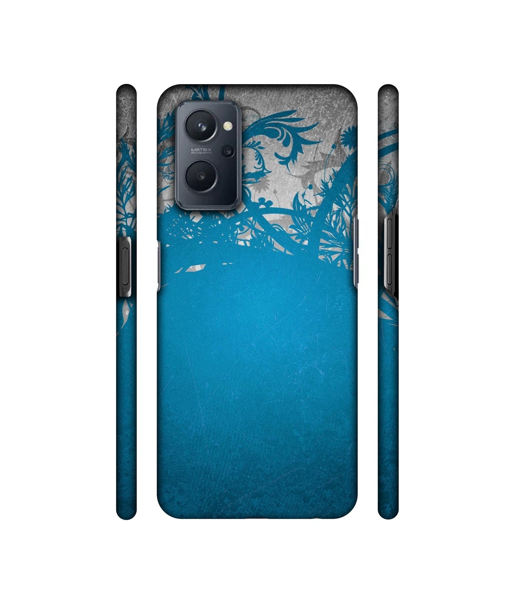 Blue Floral Pattern Designer Hard Back Cover for Realme 9i 4G