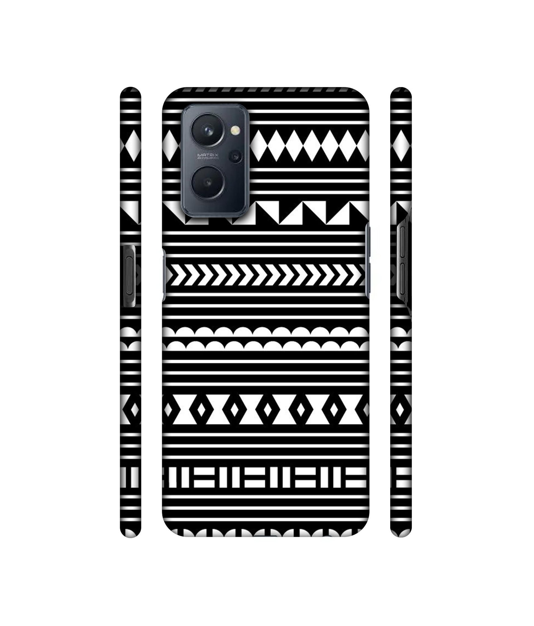 Black Pattern Designer Hard Back Cover for Realme 9i 4G