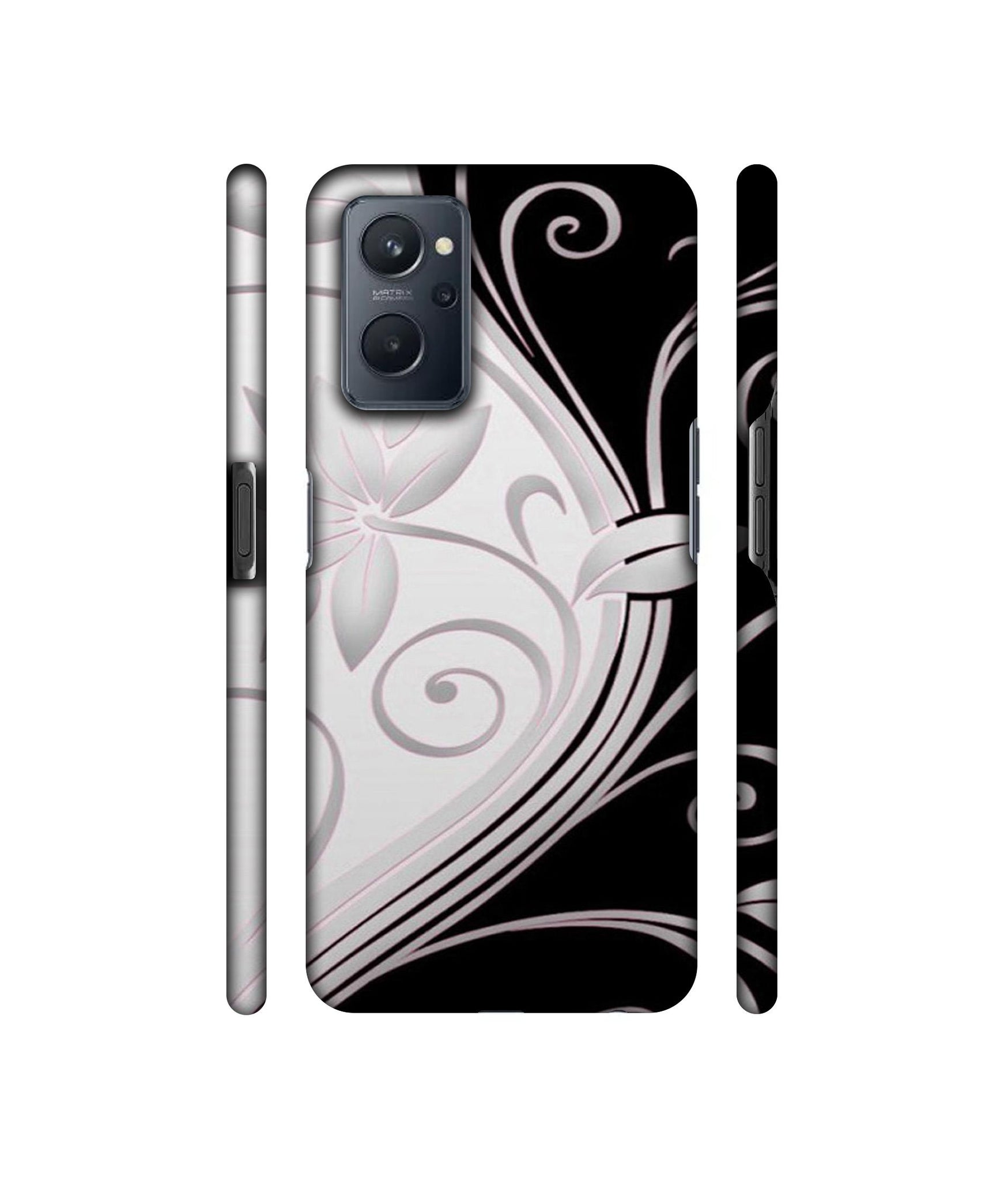 Black And White Flower Designer Hard Back Cover for Realme 9i 4G