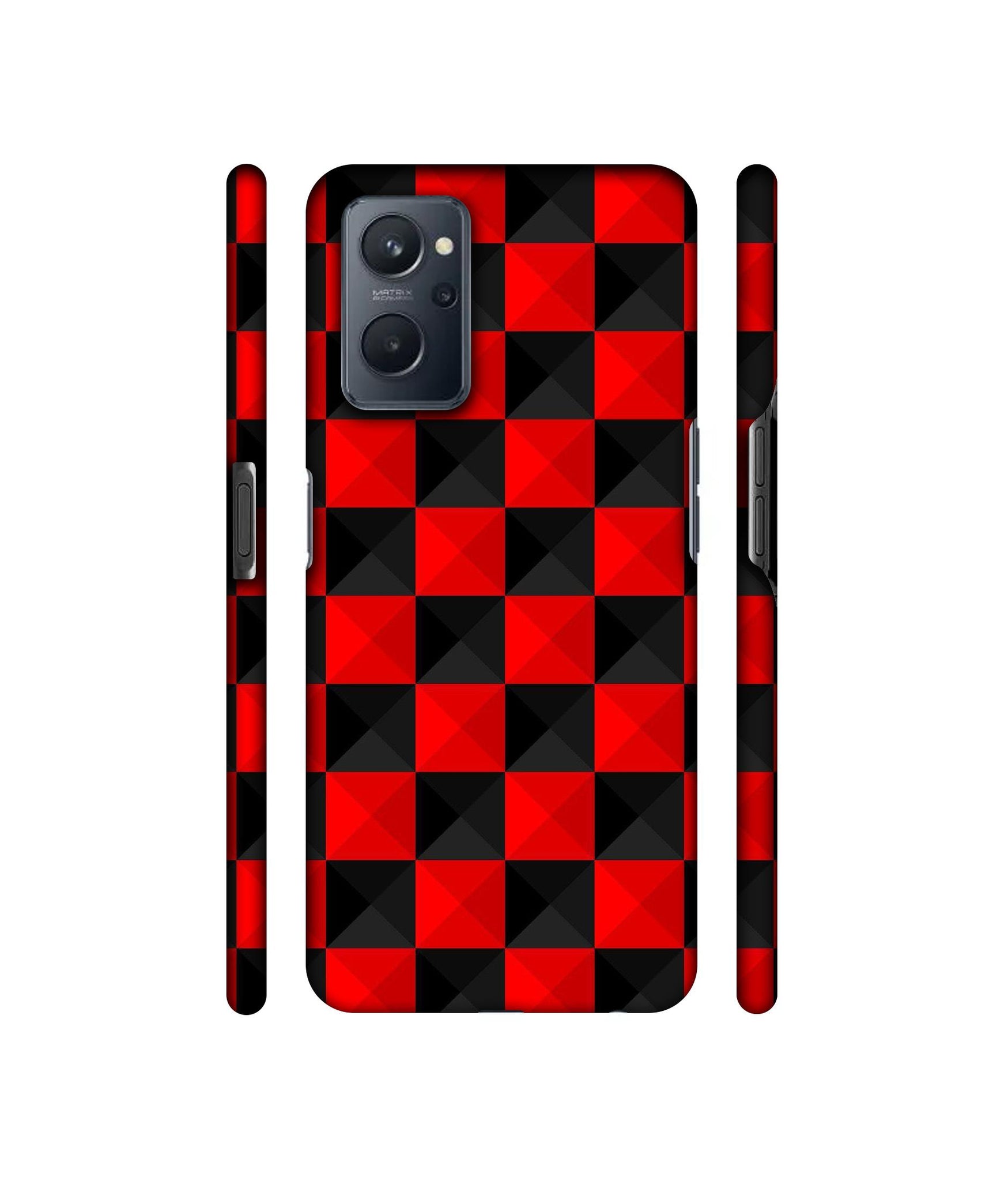 Red N Black Cubes Designer Hard Back Cover for Realme 9i 4G