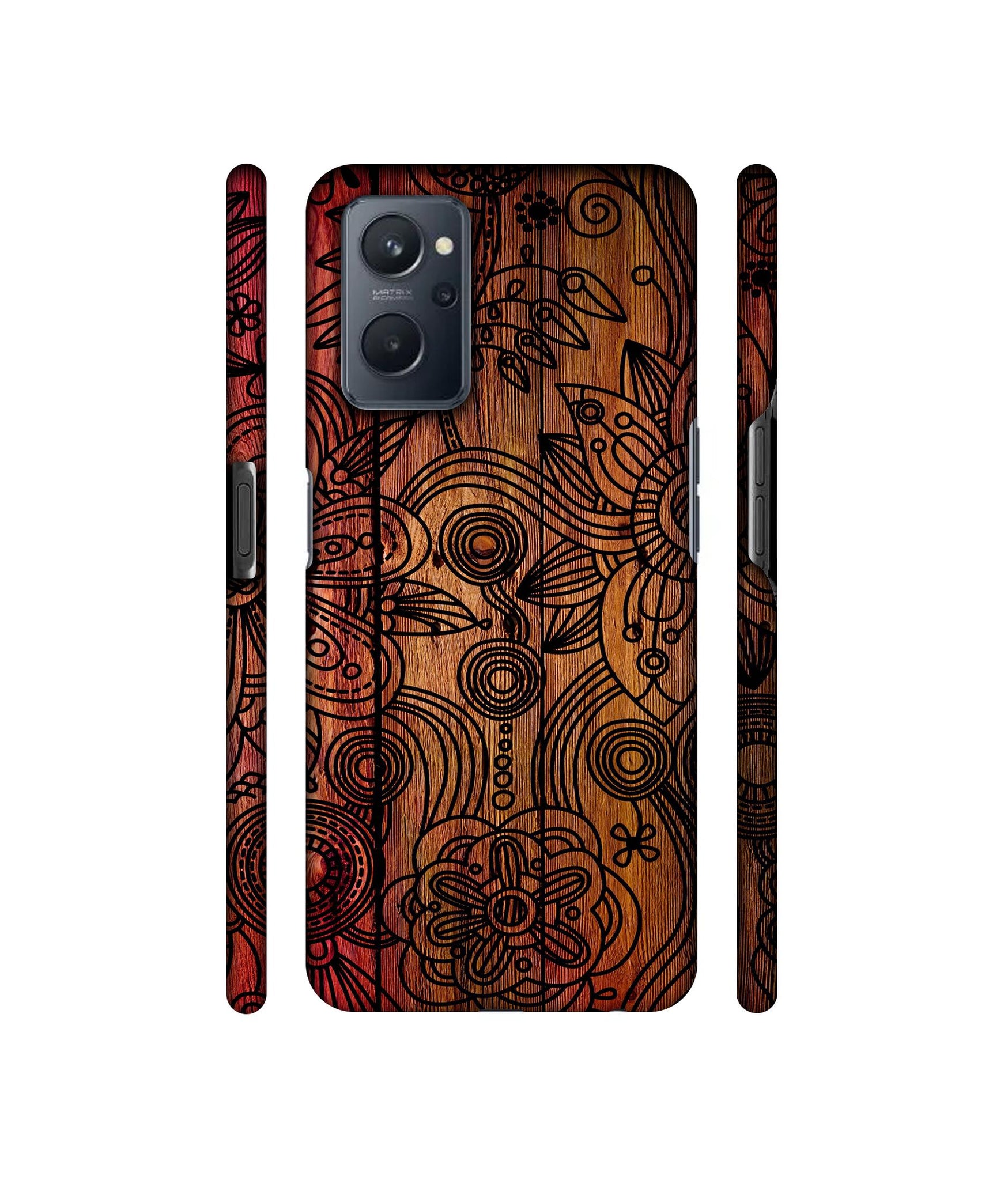 Dark Wooden Background Designer Hard Back Cover for Realme 9i 4G