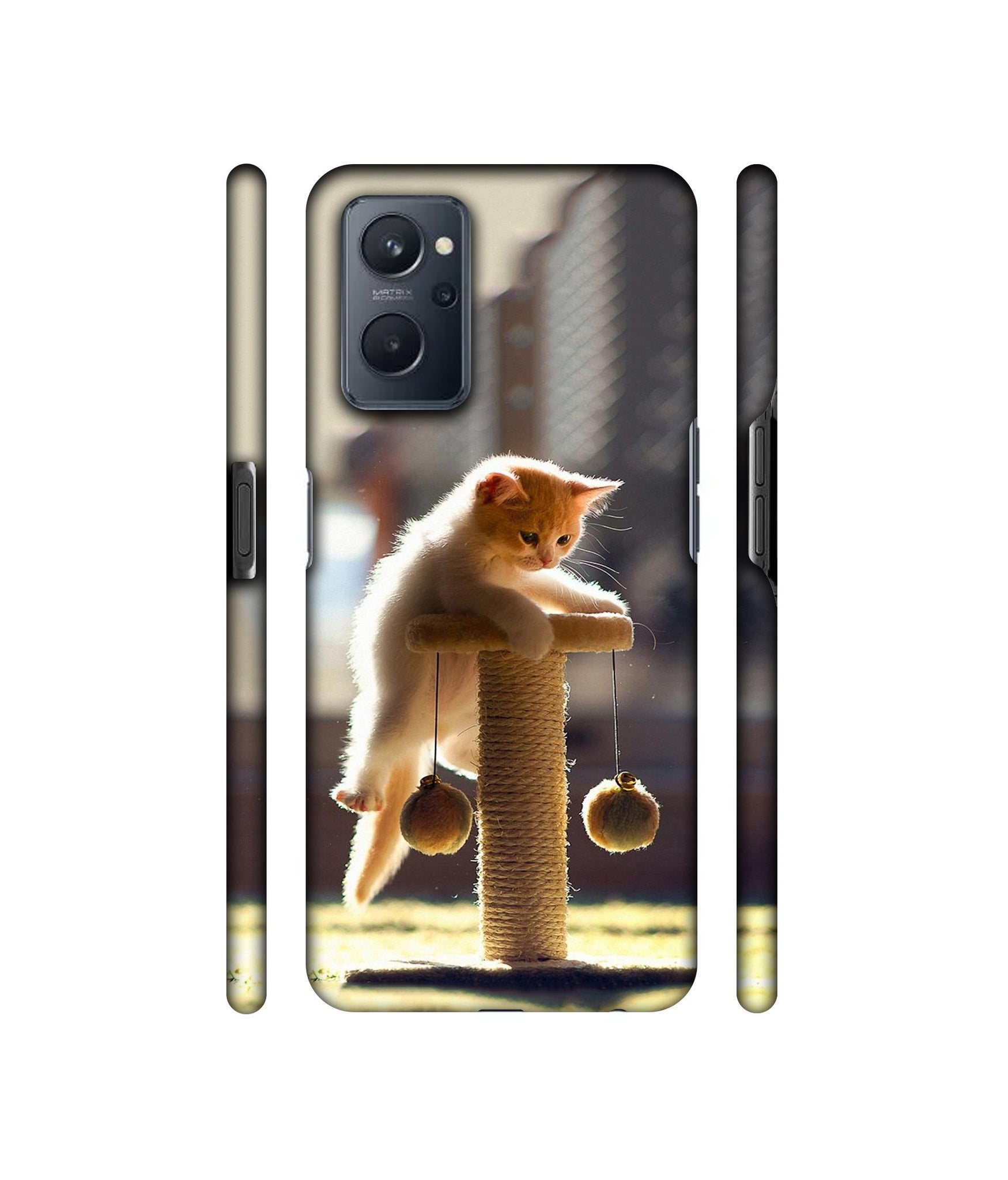 Cat Climbing Designer Hard Back Cover for Realme 9i 4G