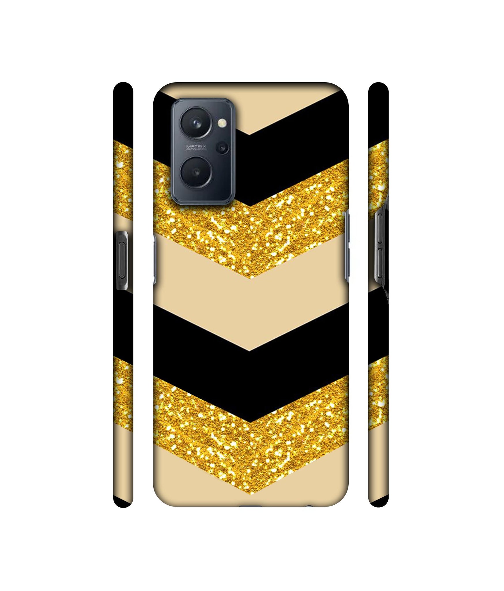 Black & Gold Designer Hard Back Cover for Realme 9i 4G