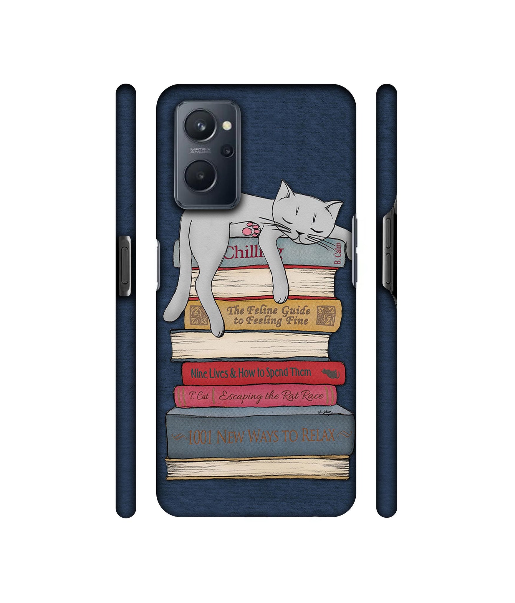 Cat Sleeping On The Books Designer Hard Back Cover for Realme 9i 4G