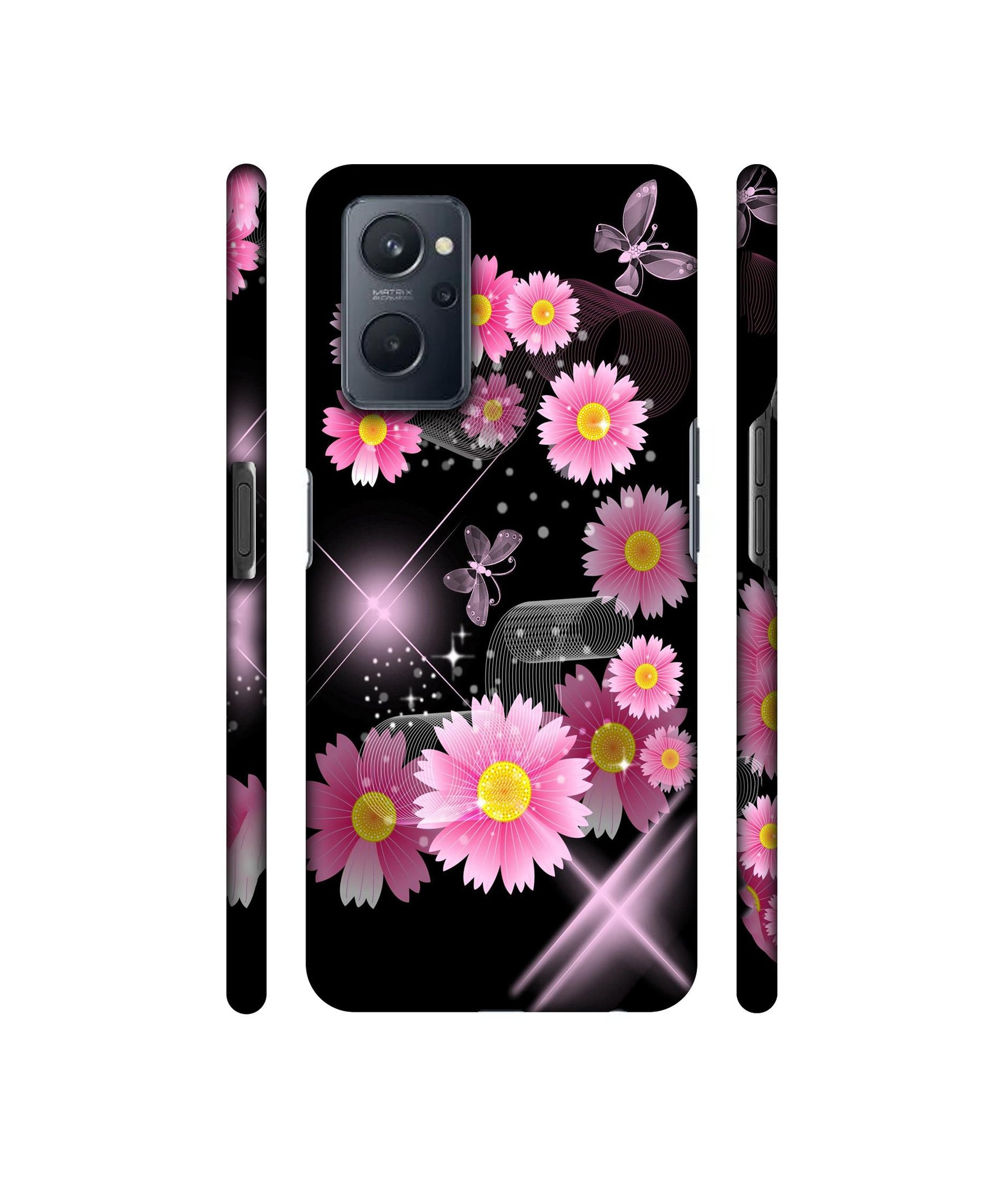Pink Flower Designer Hard Back Cover for Realme 9i 4G