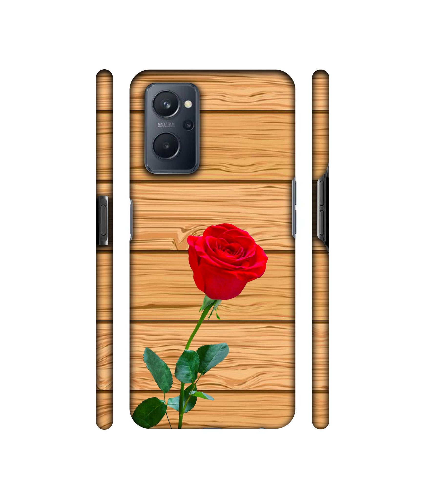 Rose With Wooden Texture Designer Hard Back Cover for Realme 9i 4G