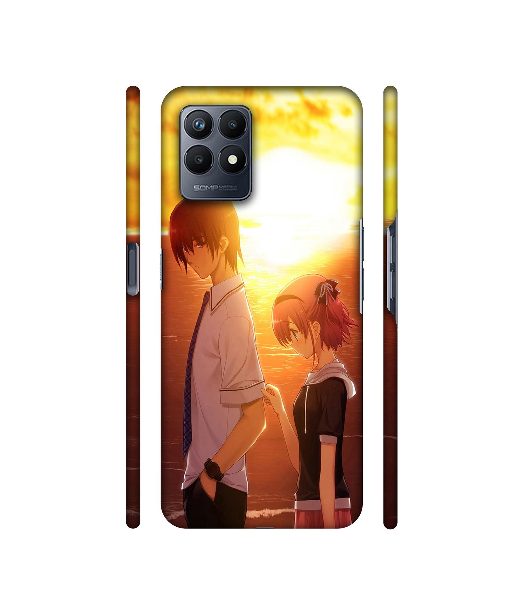 Girl Boy Sunset Sea Designer Hard Back Cover for Realme Narzo 50