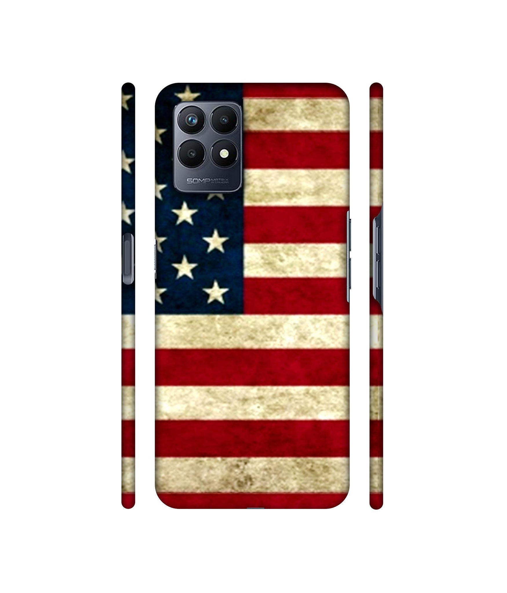 Multicoloured USA Flag Designer Hard Back Cover for Realme Narzo 50