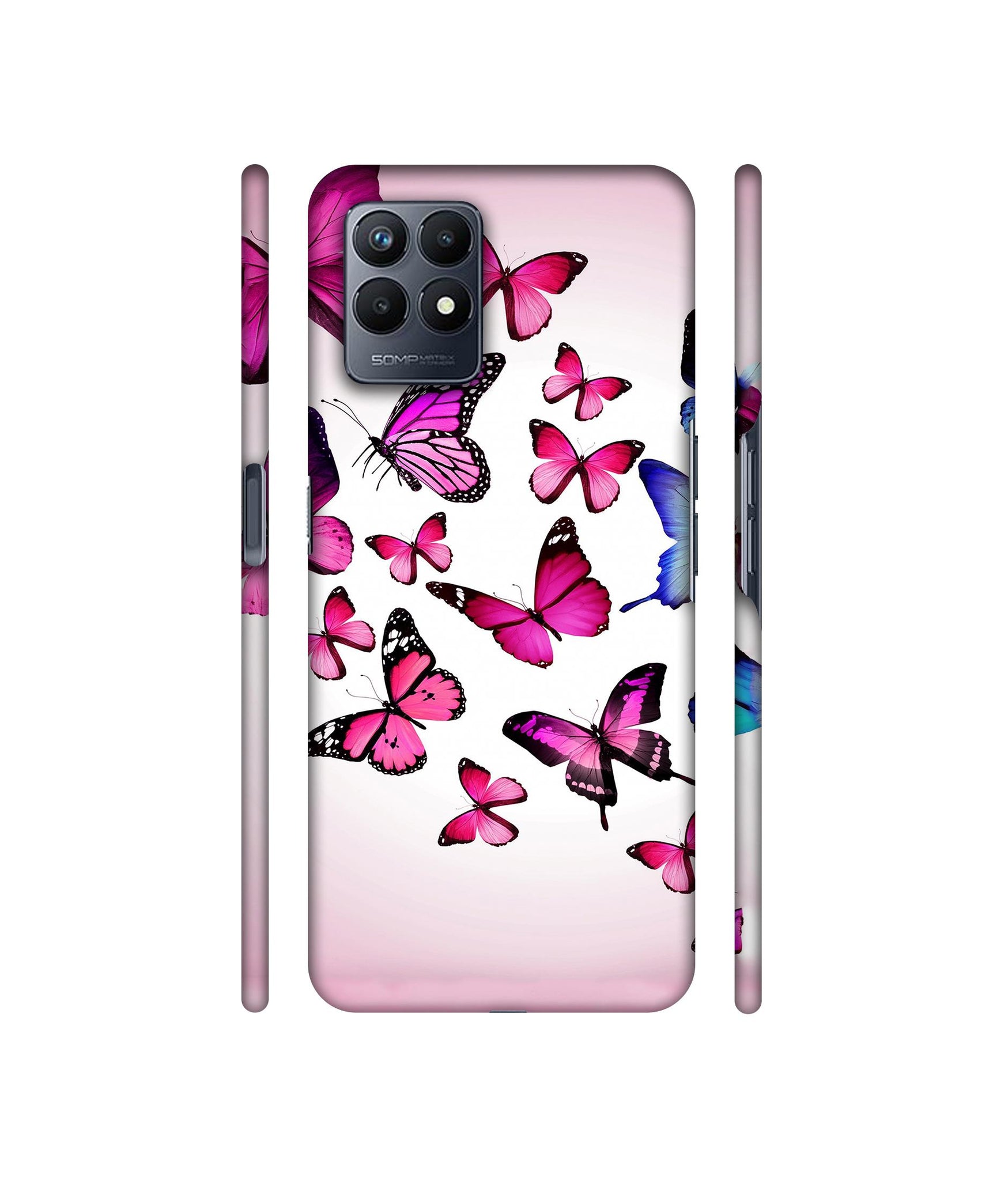 Flying Colorful Butterfly Designer Hard Back Cover for Realme Narzo 50