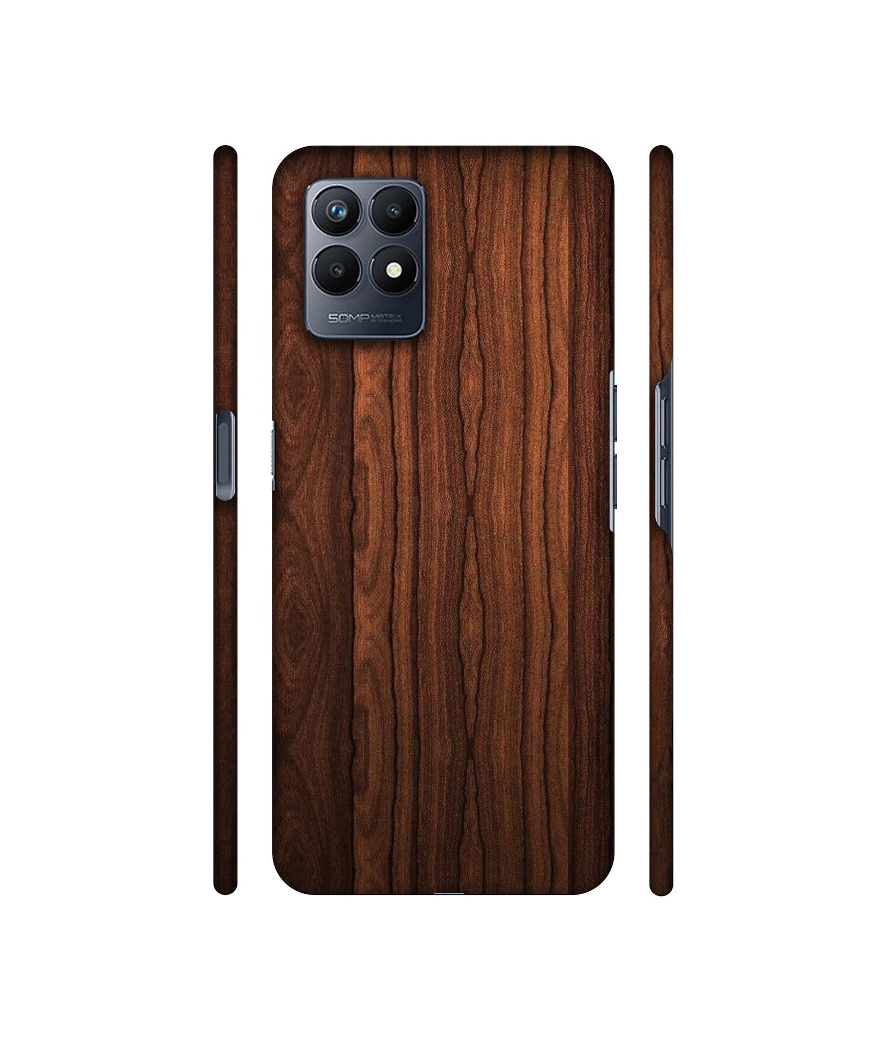 Brown Wooden Texture Designer Hard Back Cover for Realme Narzo 50
