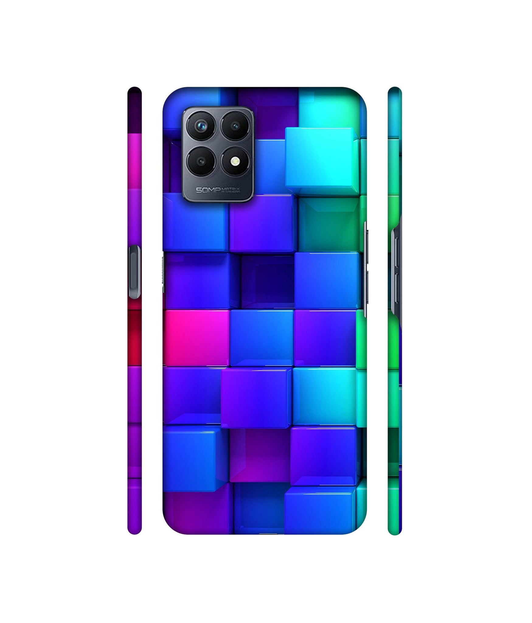 Blocks Rainbow 3D Graphics Designer Hard Back Cover for Realme Narzo 50