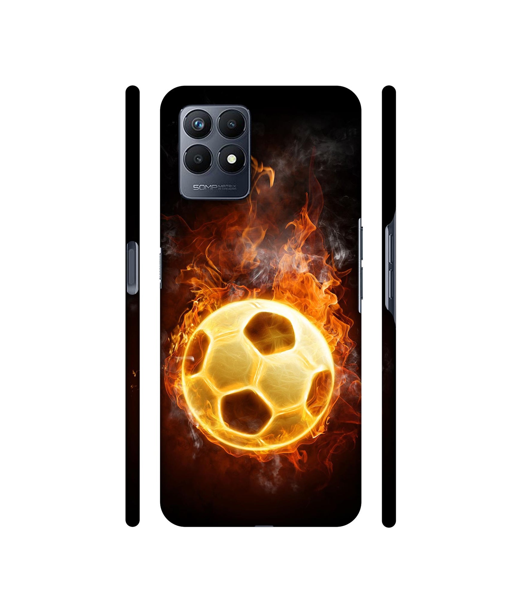 Football & Fire Designer Hard Back Cover for Realme Narzo 50