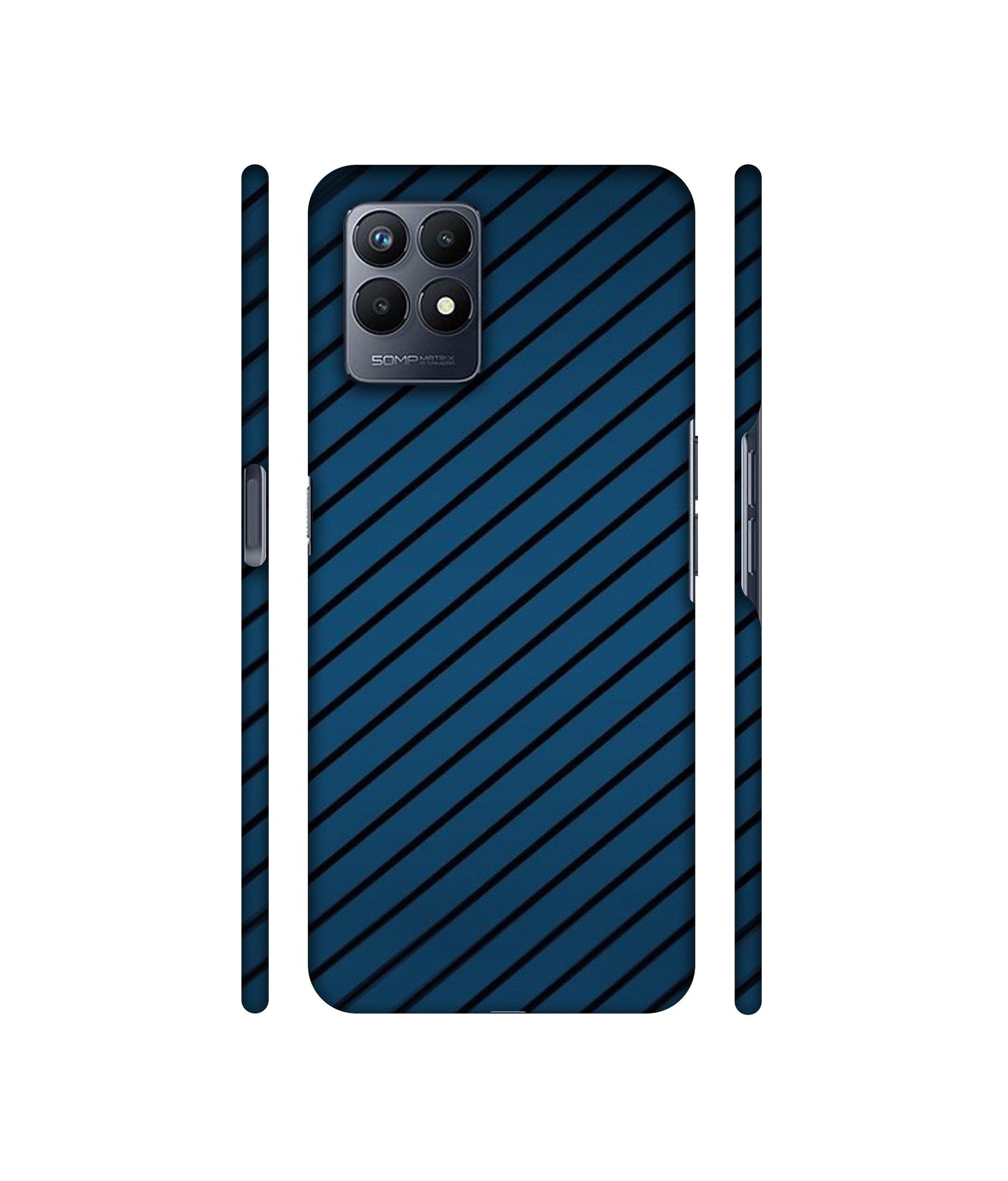 Blue Stripes Designer Hard Back Cover for Realme Narzo 50