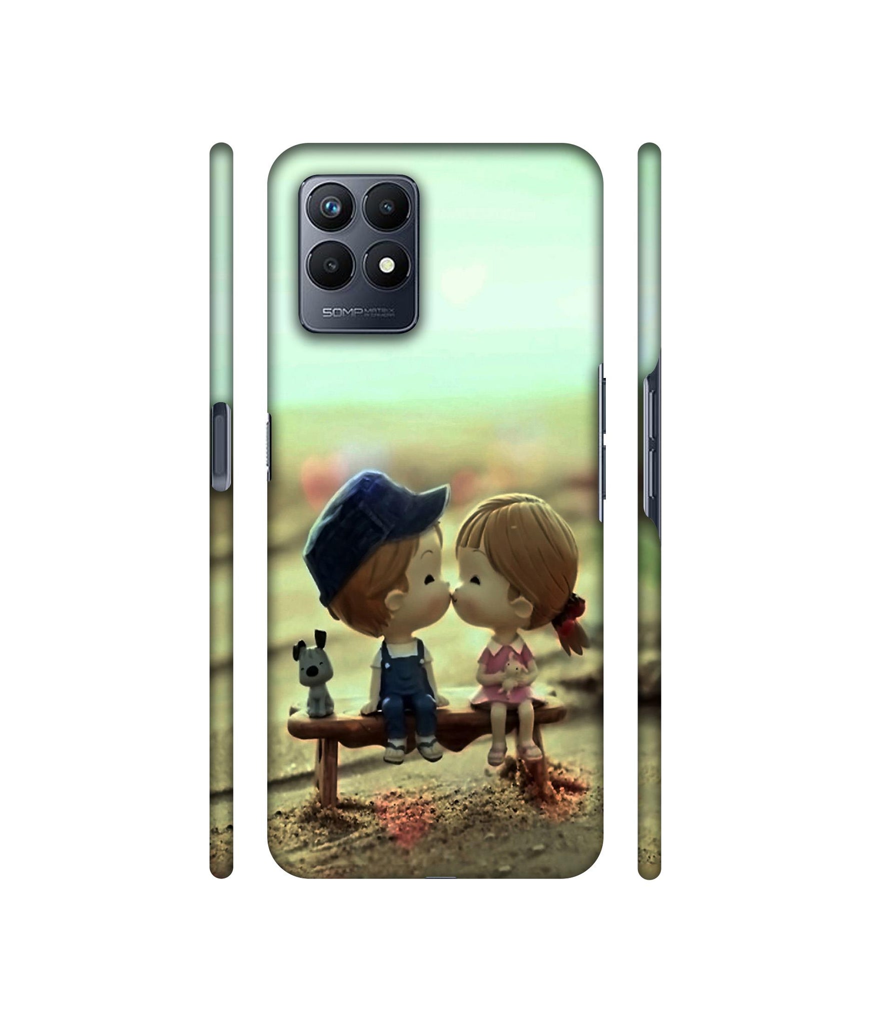 Love Couples Pattern Designer Hard Back Cover for Realme Narzo 50