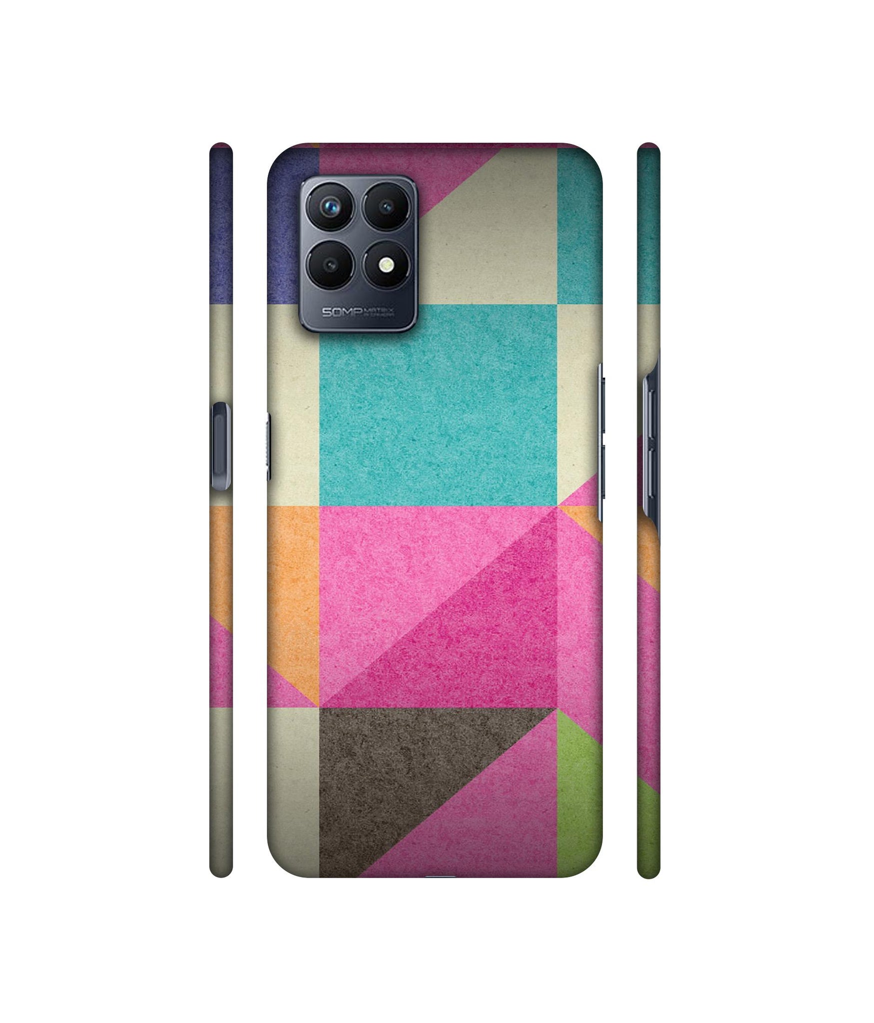 Pink Cyan Designer Hard Back Cover for Realme Narzo 50