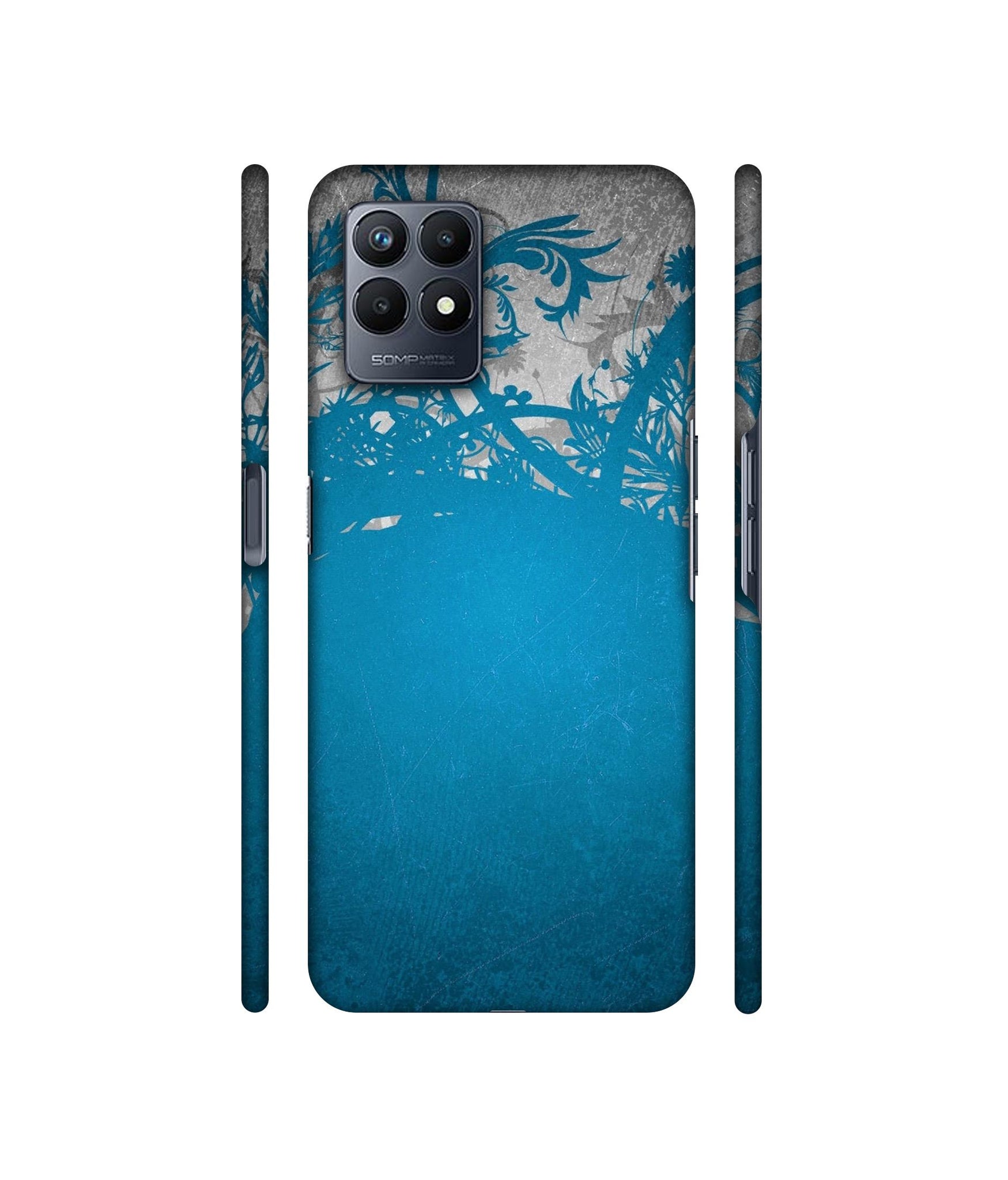 Blue Floral Pattern Designer Hard Back Cover for Realme Narzo 50
