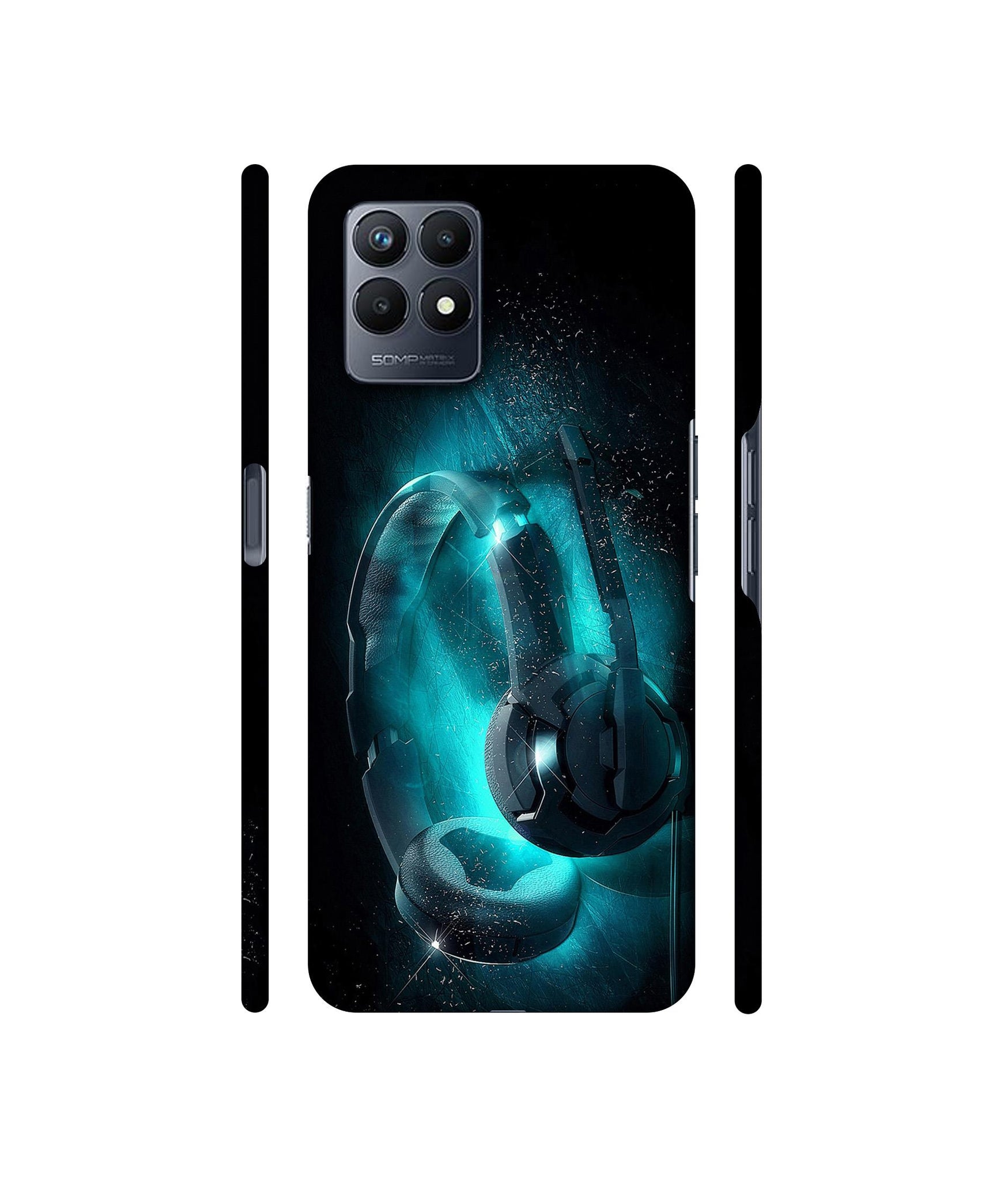 Cool Headphone Designer Hard Back Cover for Realme Narzo 50
