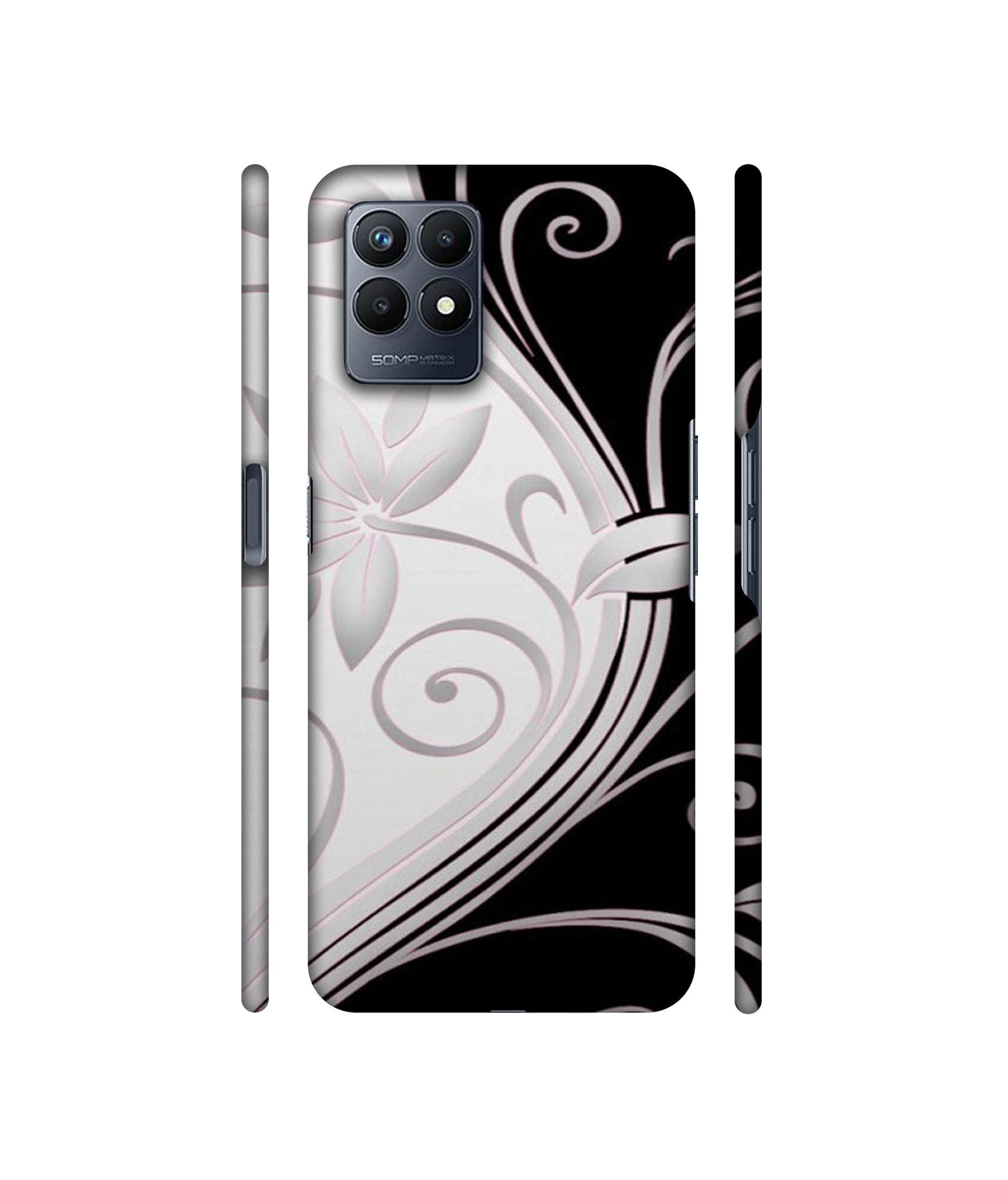 Black And White Flower Designer Hard Back Cover for Realme Narzo 50