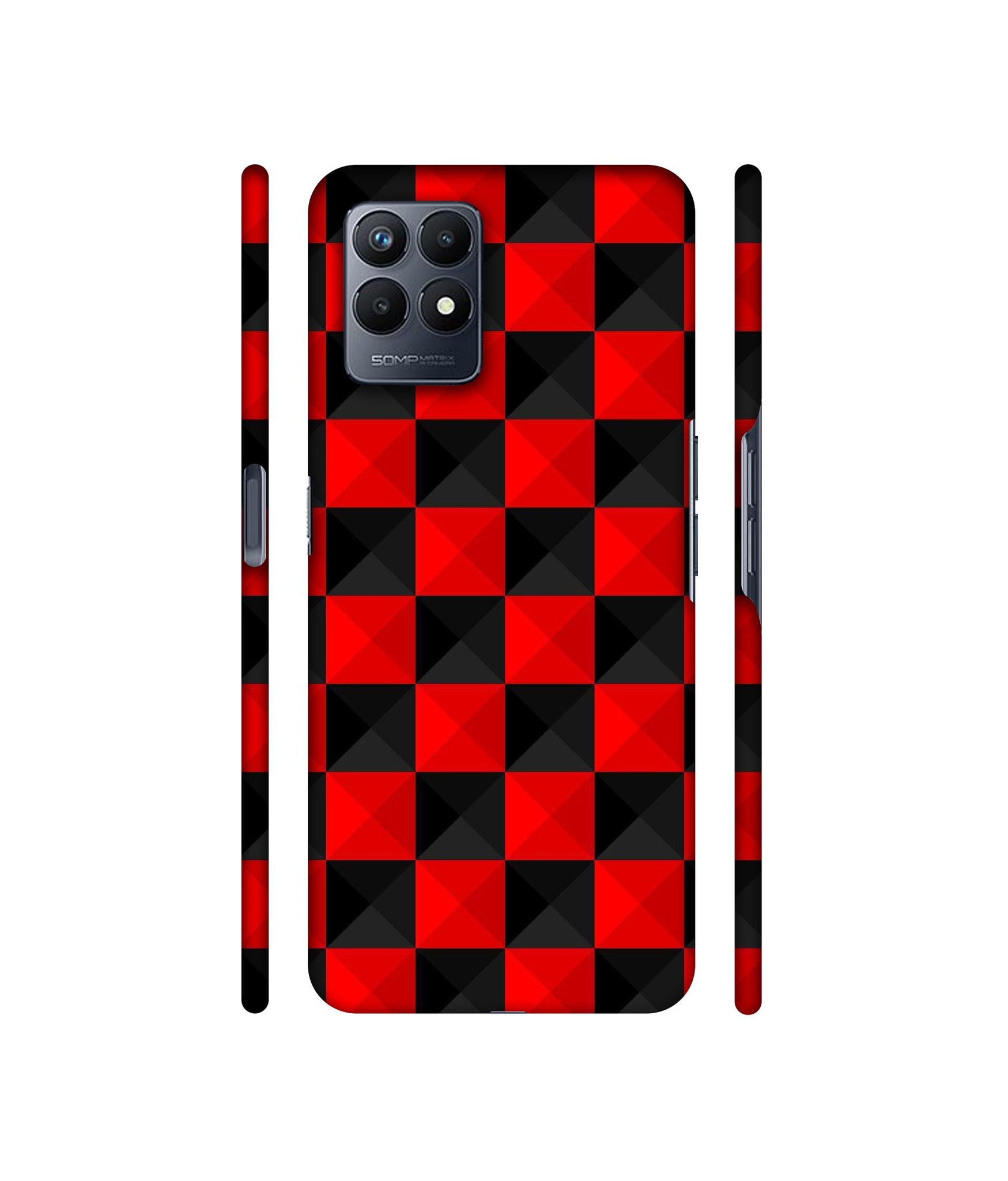 Red N Black Cubes Designer Hard Back Cover for Realme Narzo 50