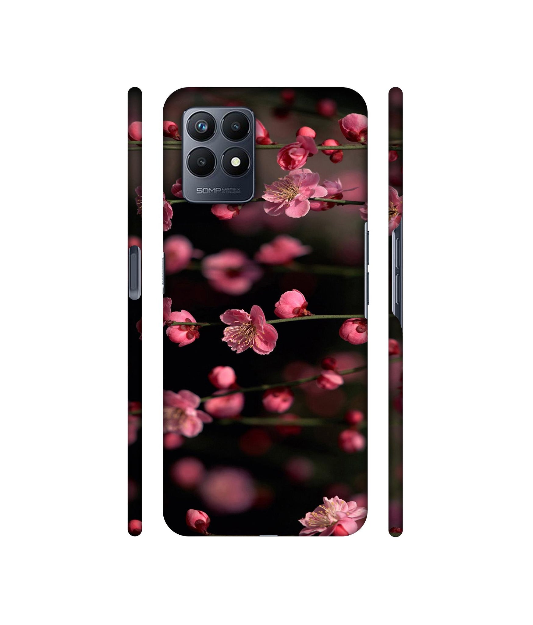 Pink Flowers Designer Hard Back Cover for Realme Narzo 50