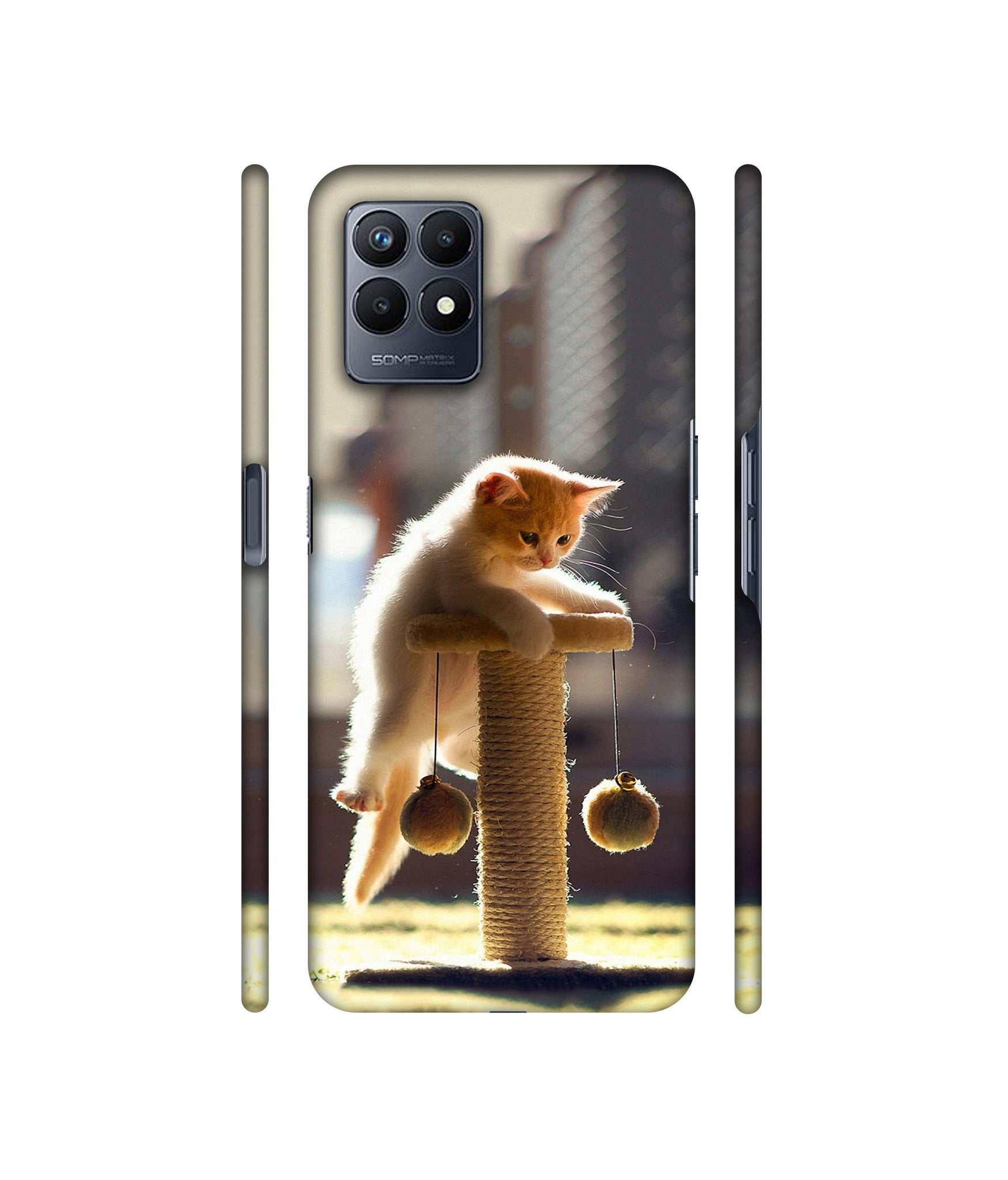 Cat Climbing Designer Hard Back Cover for Realme Narzo 50