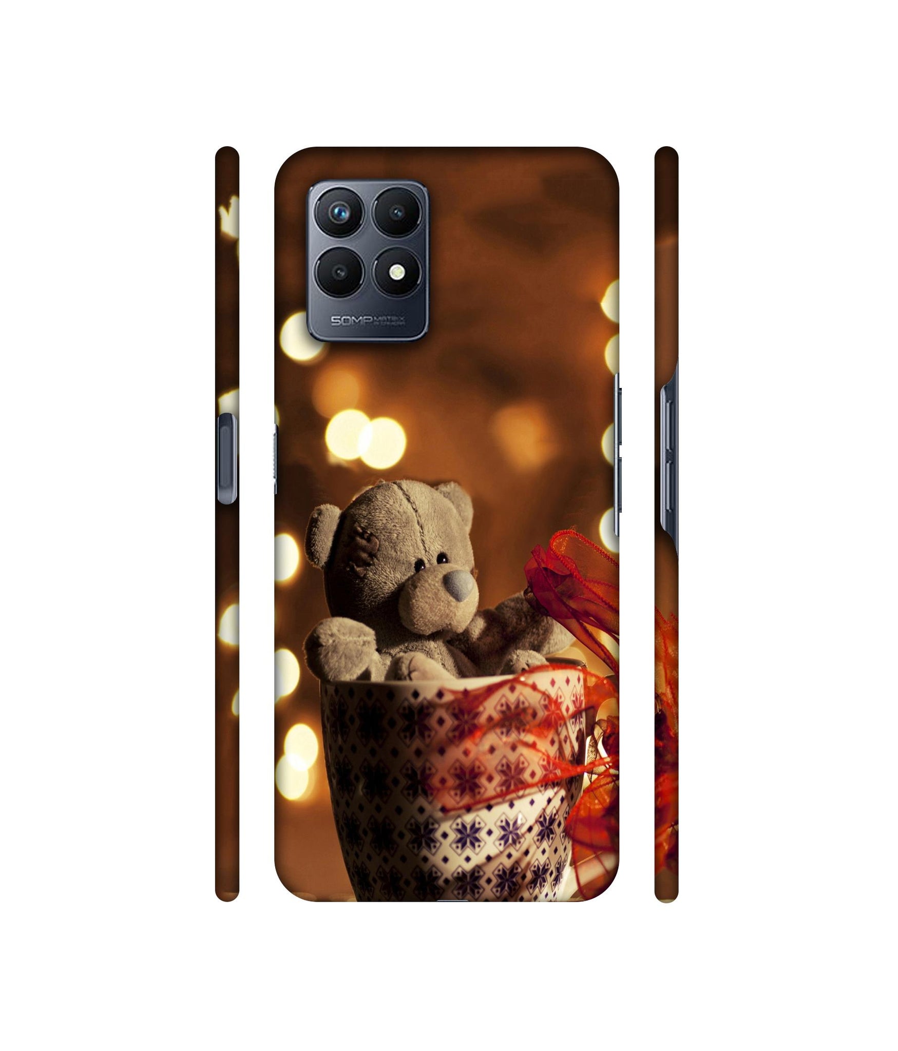 Teddy In Cup Designer Hard Back Cover for Realme Narzo 50