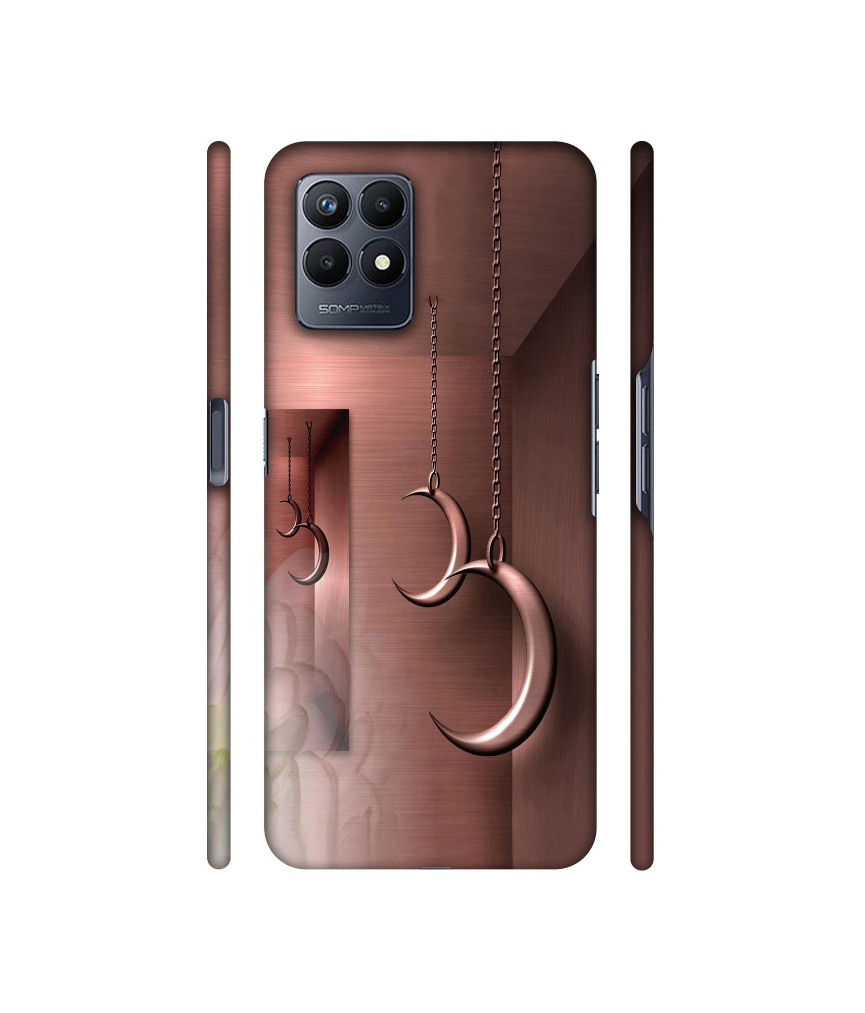Flower Metal Designer Hard Back Cover for Realme Narzo 50