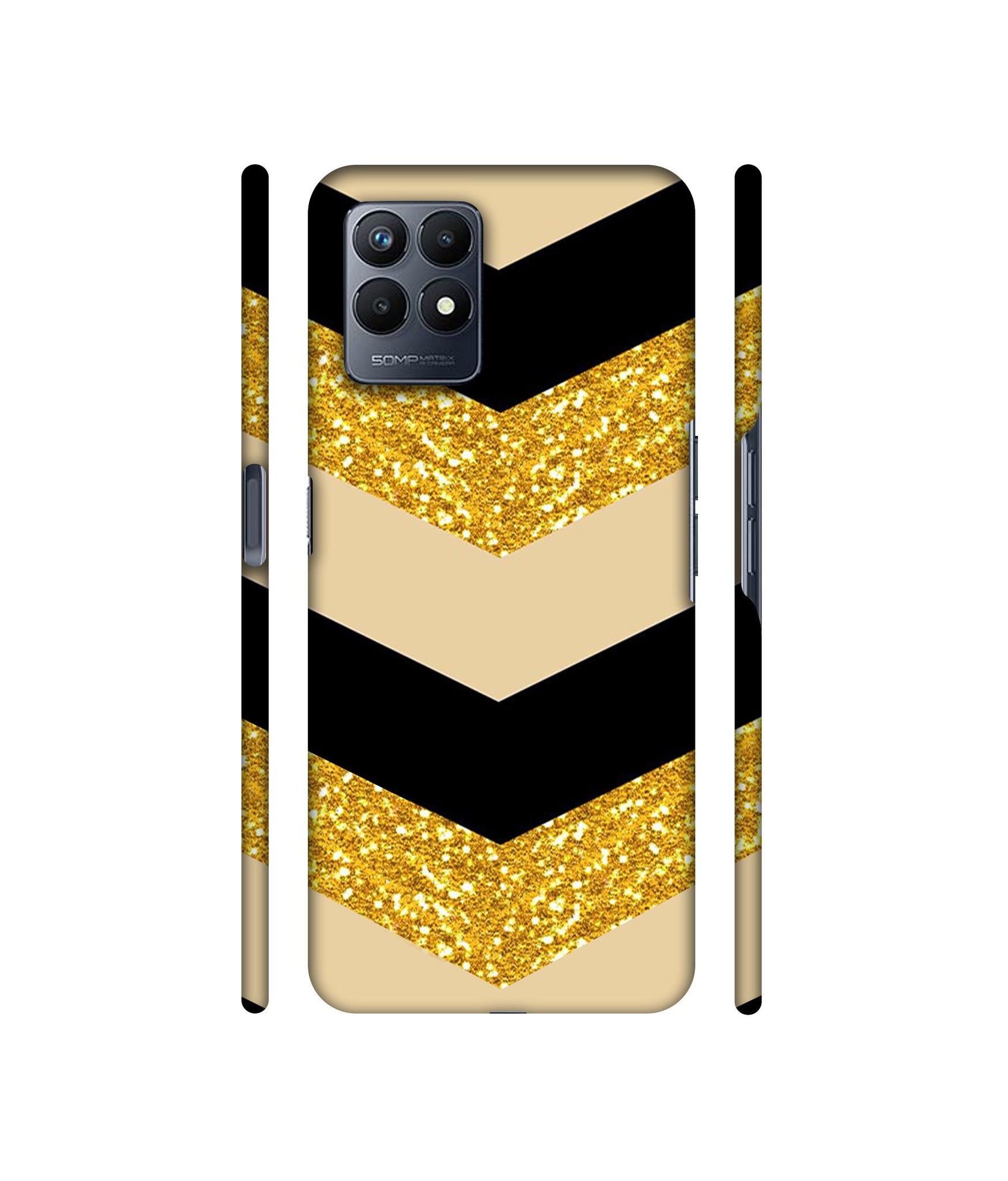 Black & Gold Designer Hard Back Cover for Realme Narzo 50