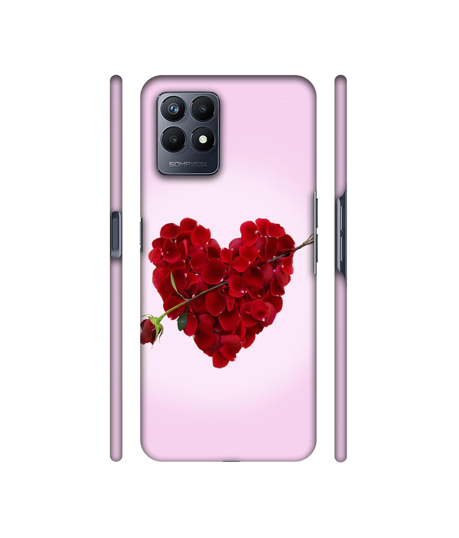 Heart Flower Designer Hard Back Cover for Realme Narzo 50