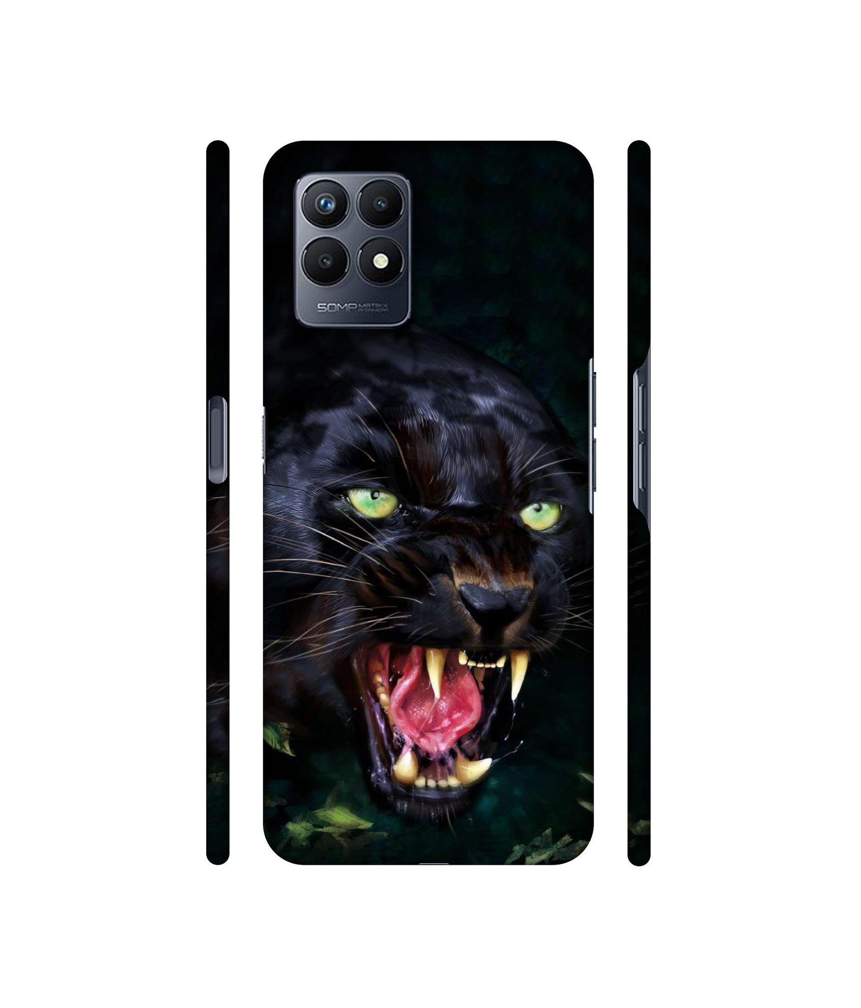 Angry Black Tiger Face Designer Hard Back Cover for Realme Narzo 50