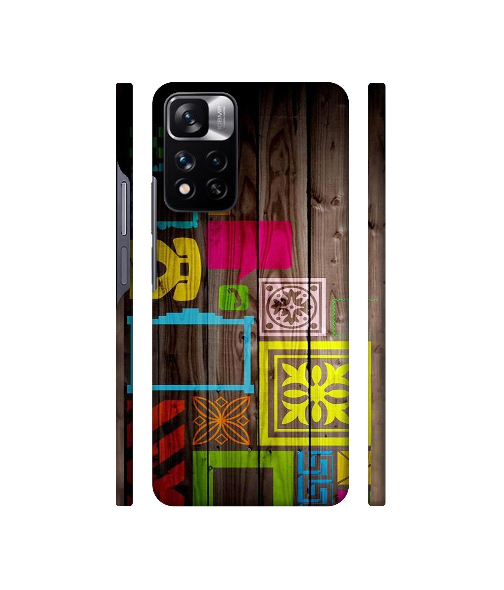 Stamps on Wooden Texture Designer Hard Back Cover for Mi Redmi Note 11 Pro 4G / Mi Redmi Note 11 Pro 5G / Mi Redmi Note 11 Pro + 5G