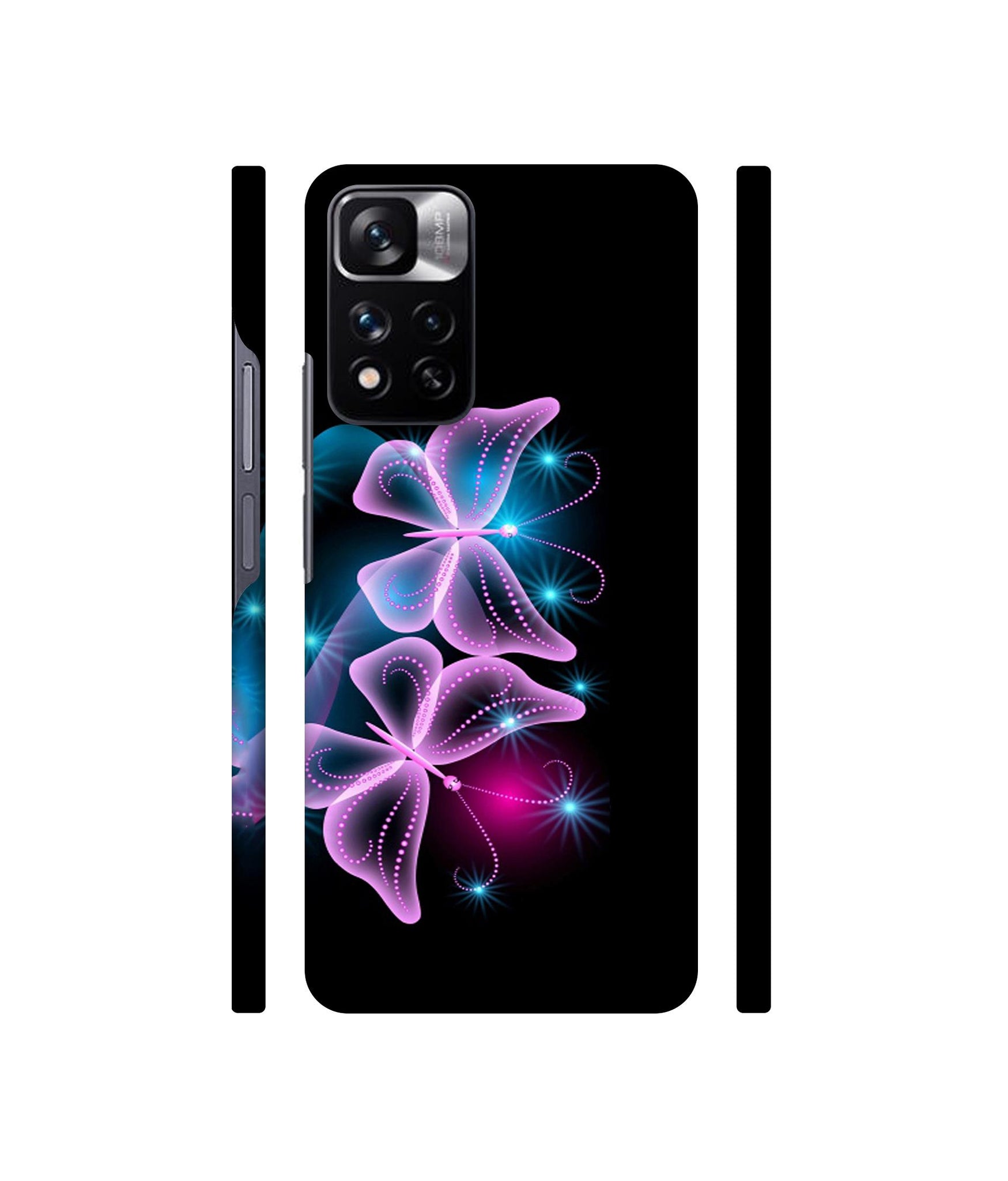 Butterflies Neon Light Designer Hard Back Cover for Mi Redmi Note 11 Pro 4G / Mi Redmi Note 11 Pro 5G / Mi Redmi Note 11 Pro + 5G