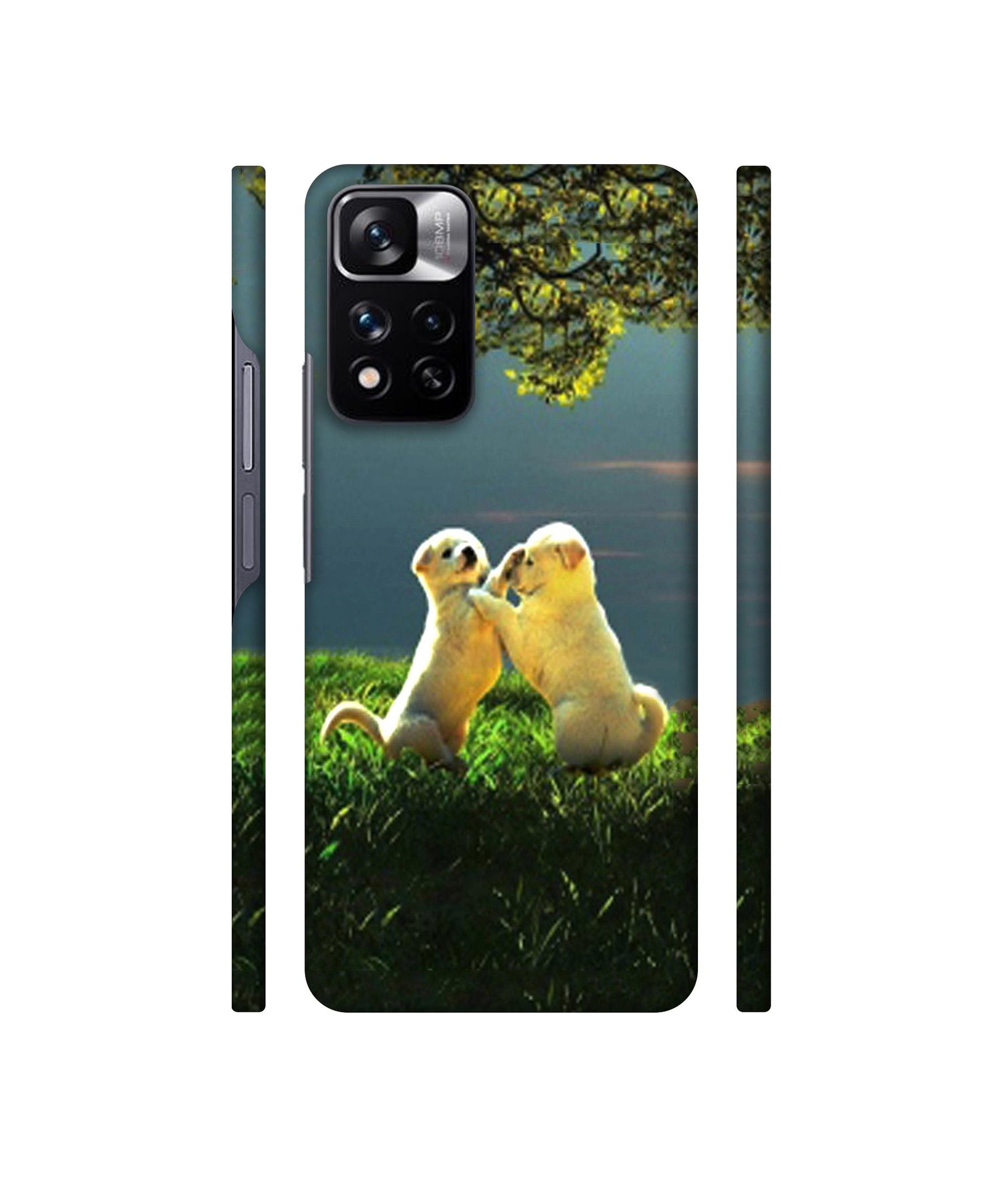 Puppy Couple Play Kids Nature Designer Hard Back Cover for Mi Redmi Note 11 Pro 4G / Mi Redmi Note 11 Pro 5G / Mi Redmi Note 11 Pro + 5G