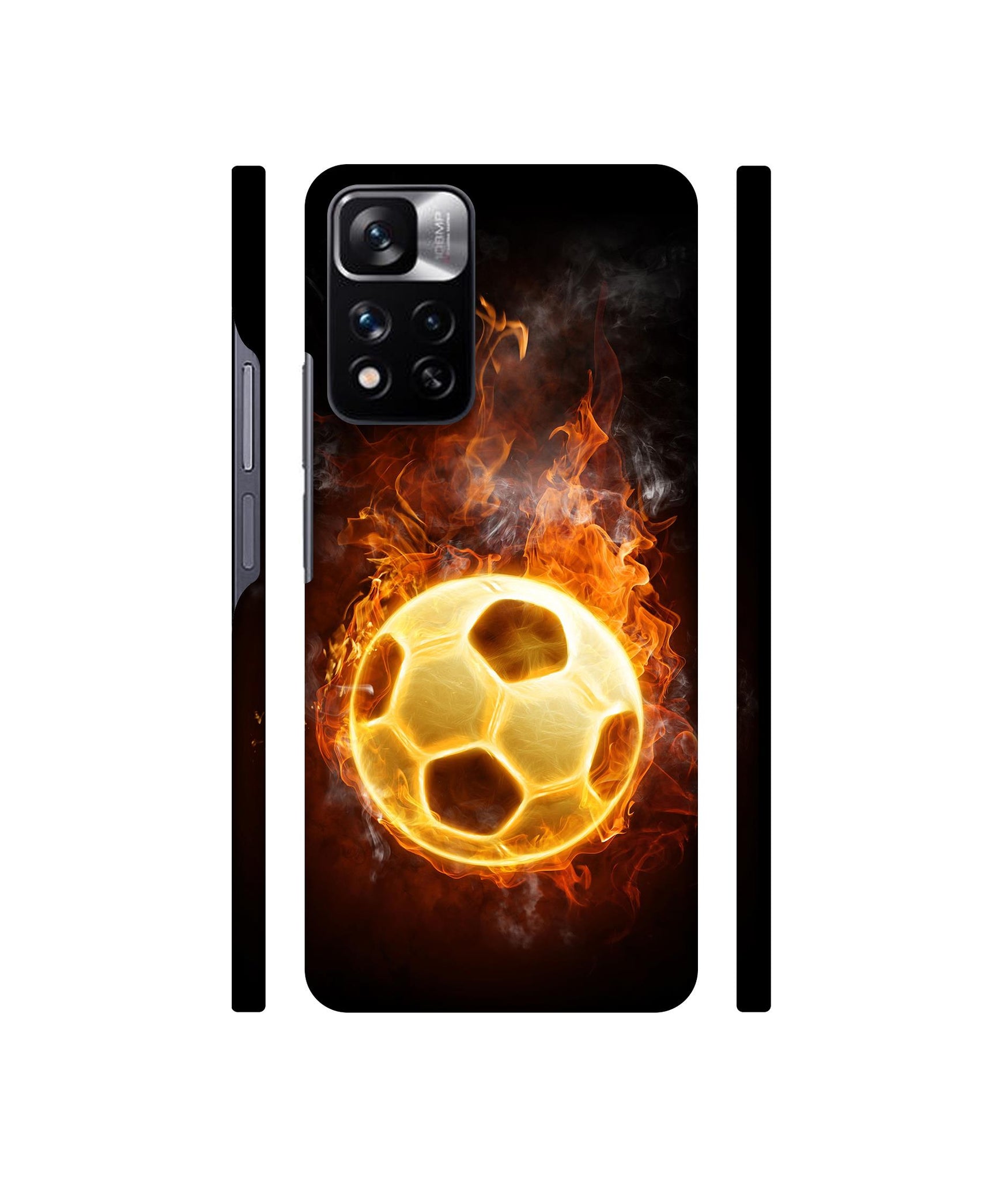 Football & Fire Designer Hard Back Cover for Mi Redmi Note 11 Pro 4G / Mi Redmi Note 11 Pro 5G / Mi Redmi Note 11 Pro + 5G