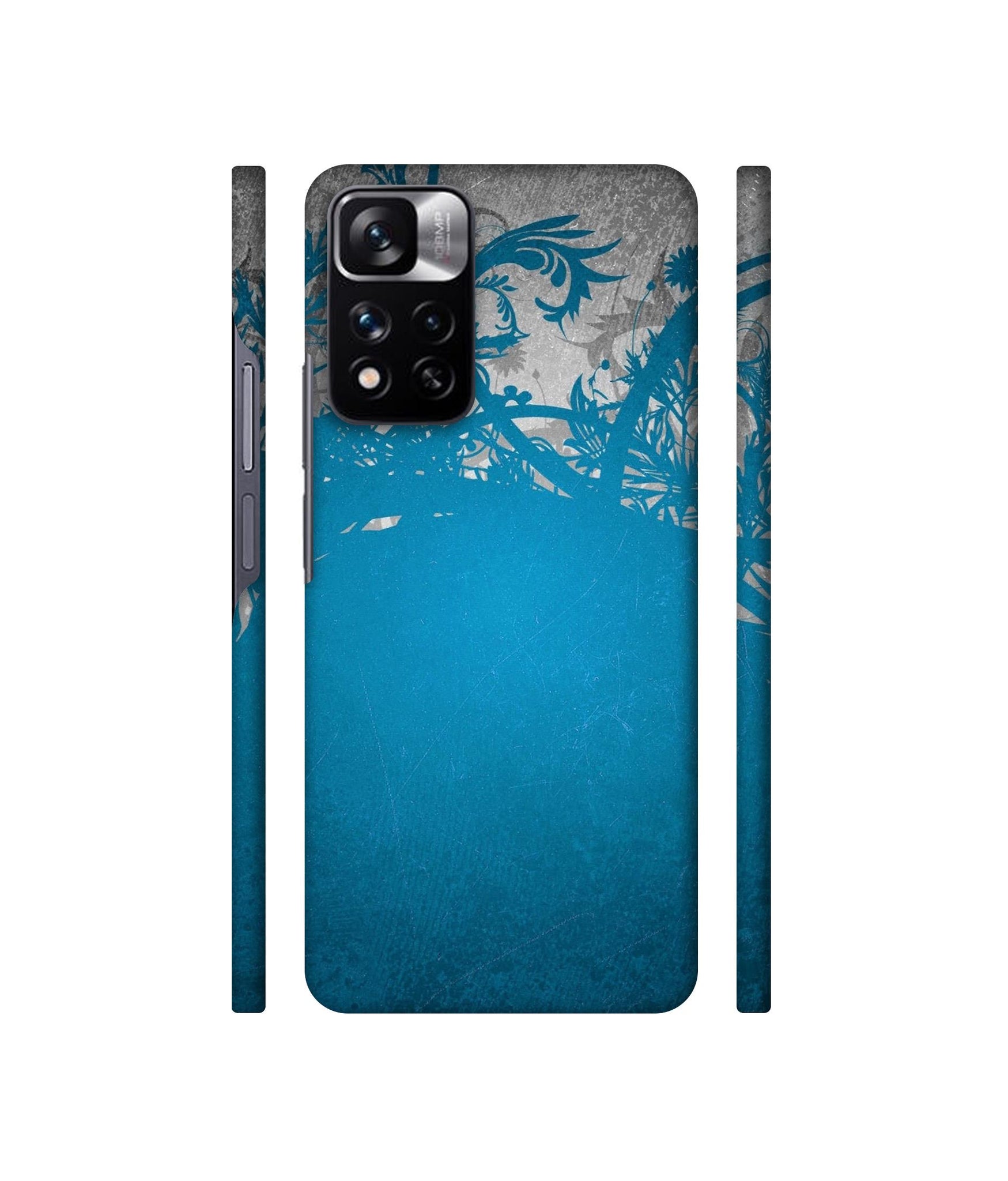 Blue Floral Pattern Designer Hard Back Cover for Mi Redmi Note 11 Pro 4G / Mi Redmi Note 11 Pro 5G / Mi Redmi Note 11 Pro + 5G