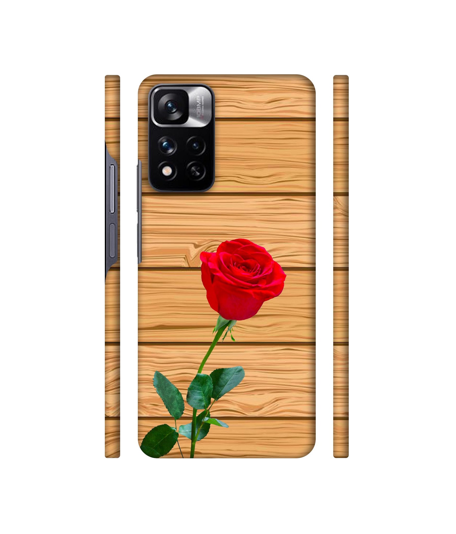 Rose With Wooden Texture Designer Hard Back Cover for Mi Redmi Note 11 Pro 4G / Mi Redmi Note 11 Pro 5G / Mi Redmi Note 11 Pro + 5G